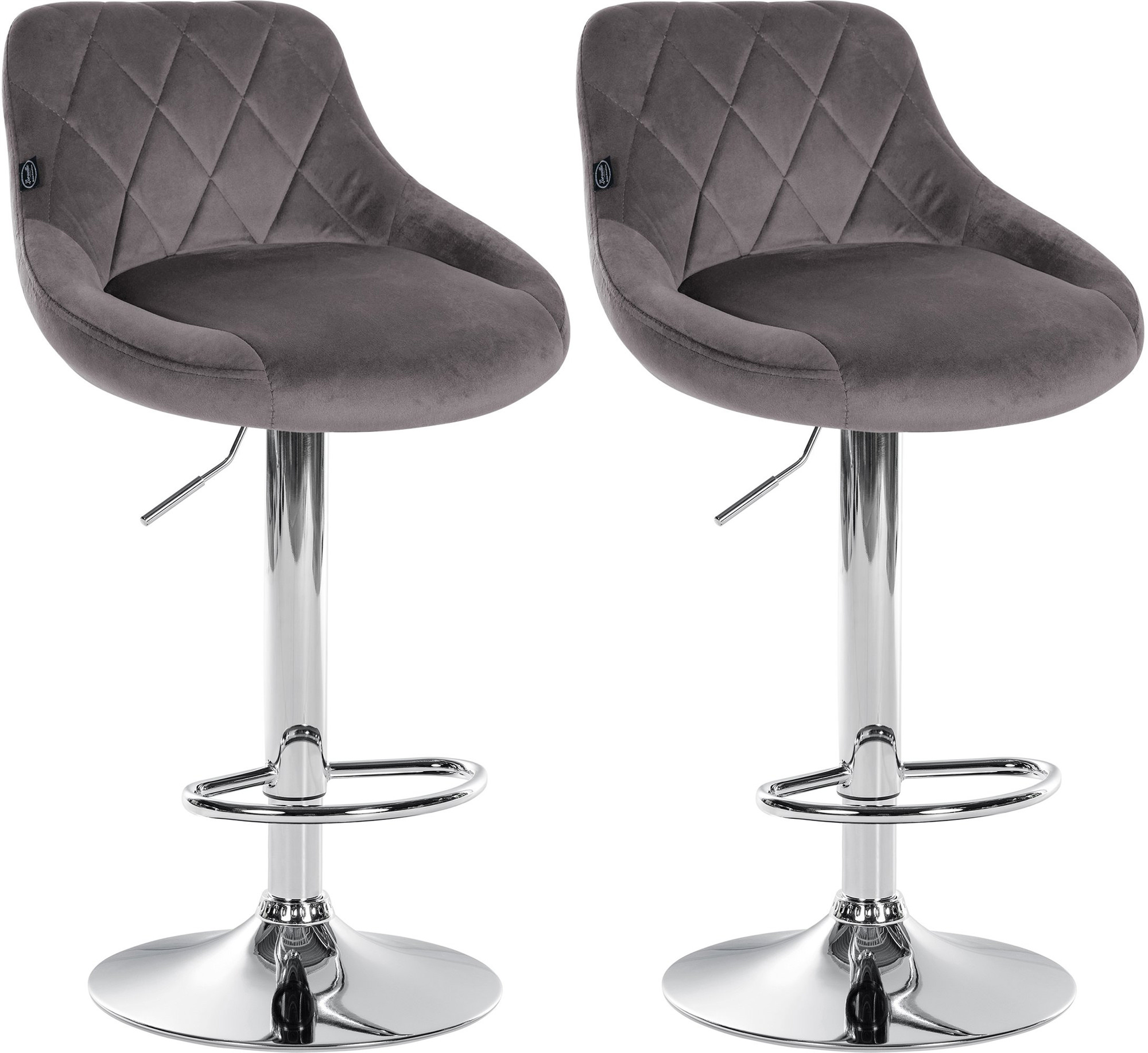 2er Set Barhocker Lazio Samt Chrom