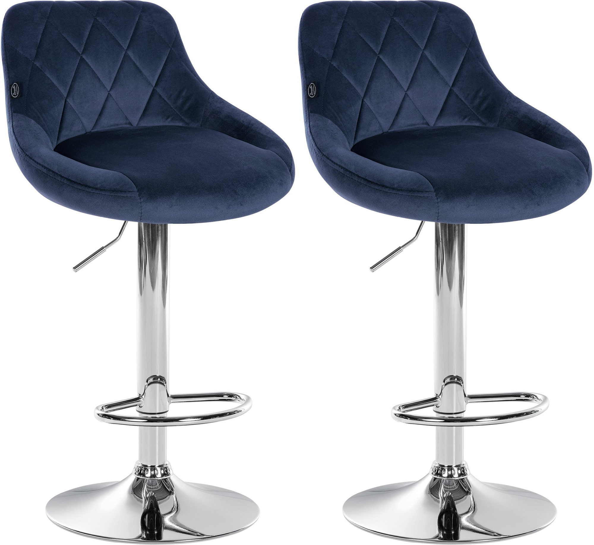 2er Set Barhocker Lazio Samt Chrom