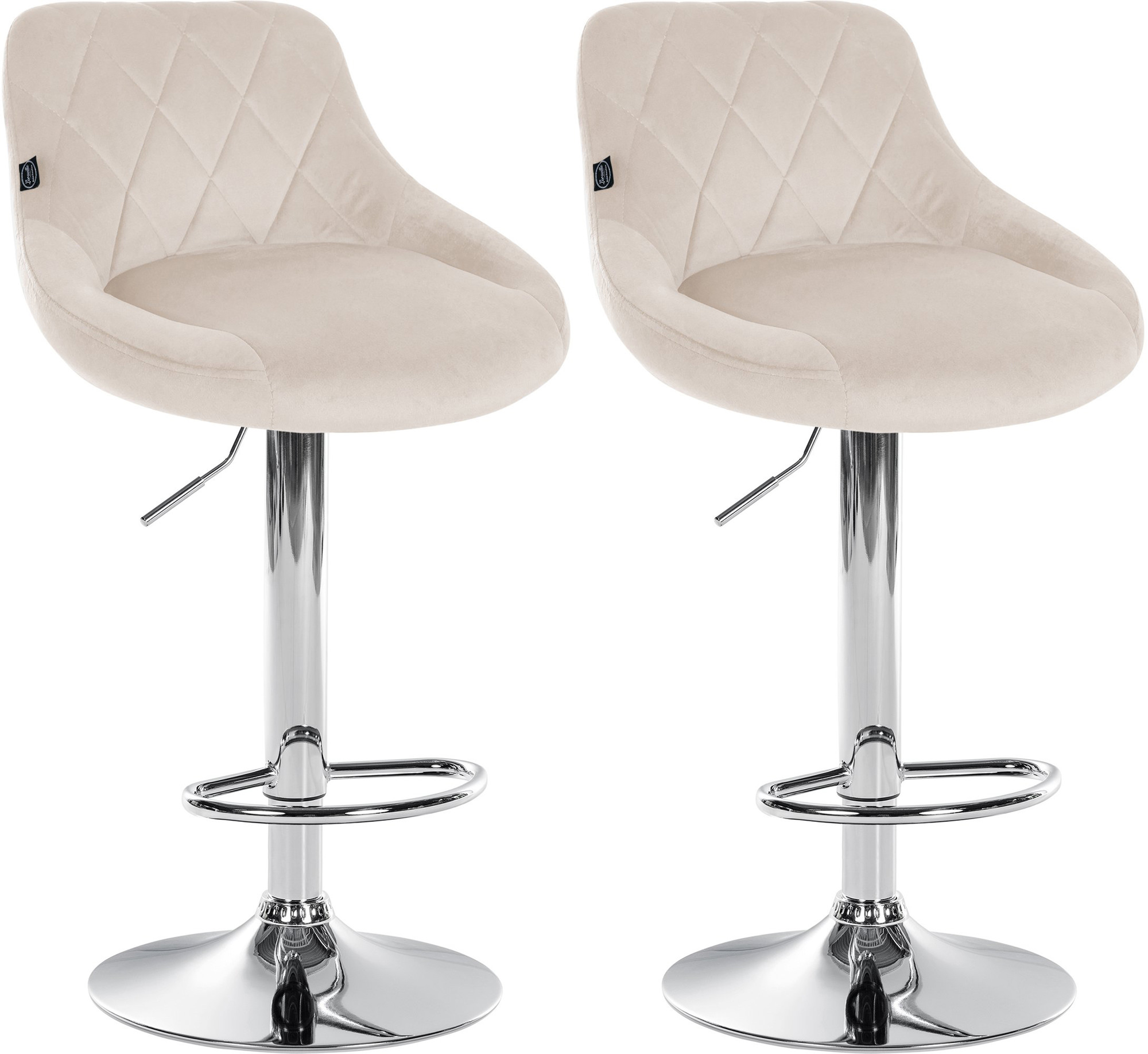 2er Set Barhocker Lazio Samt Chrom