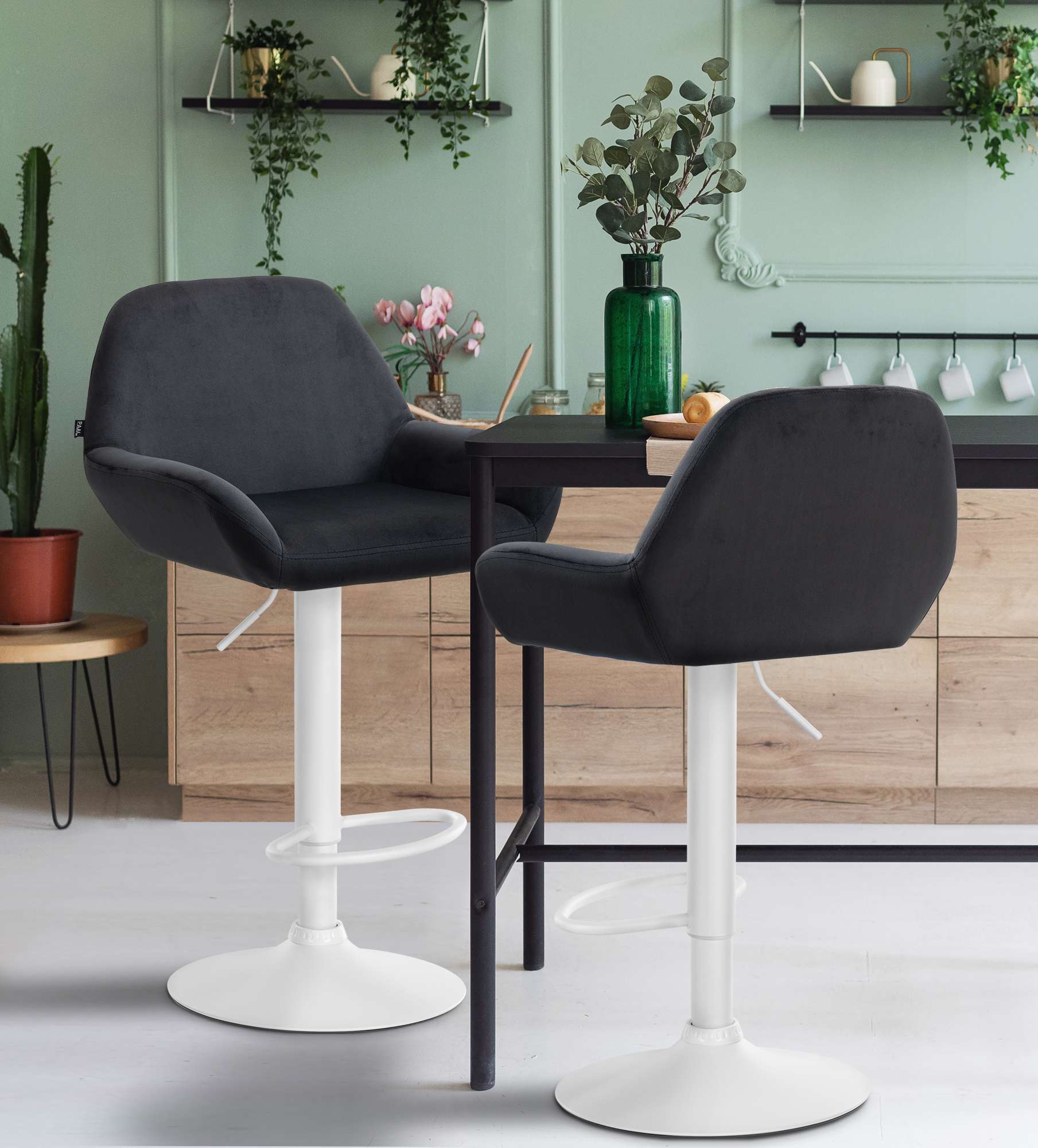 2er Set Barhocker Braga Samt Weiß