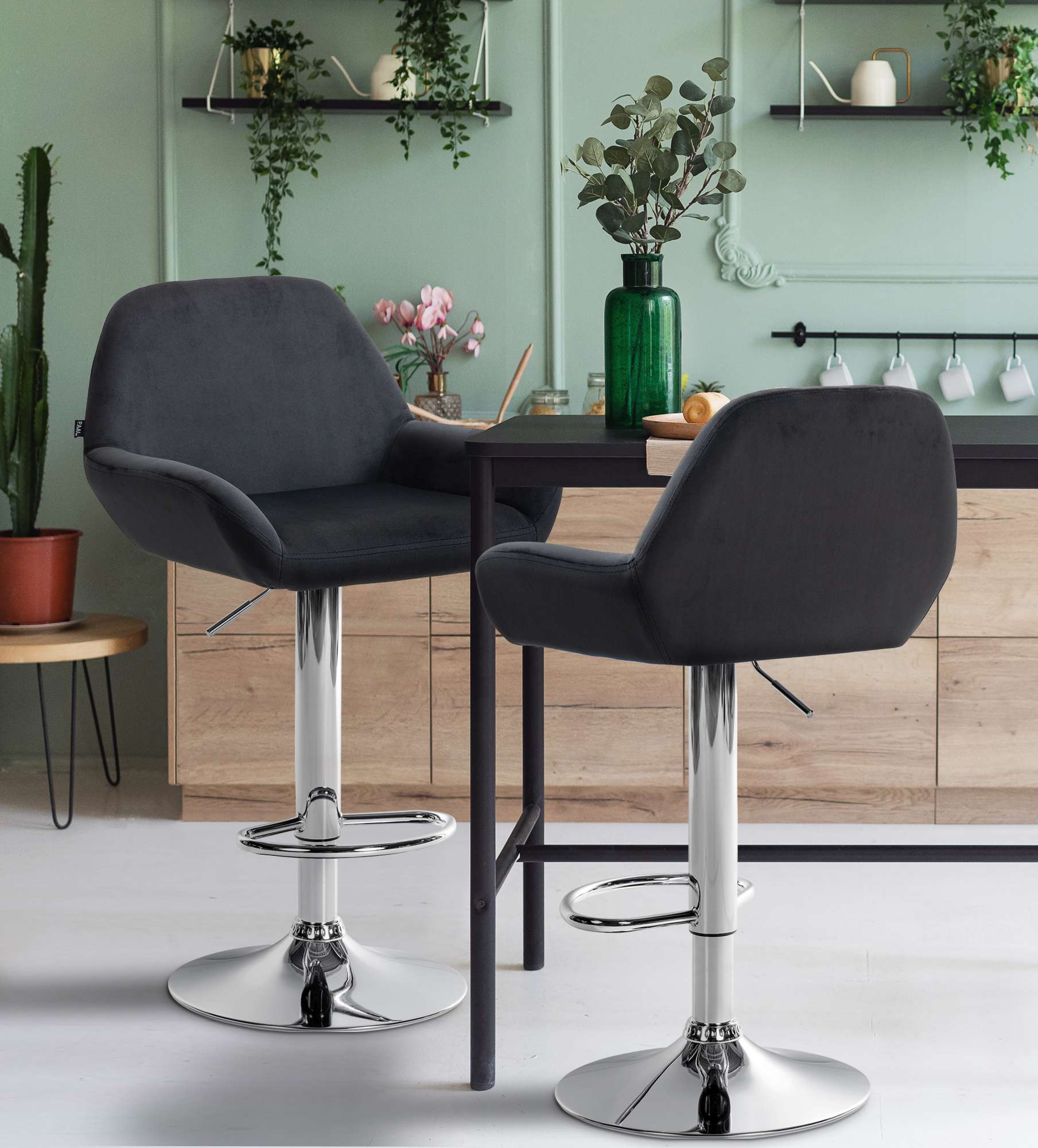 2er Set Barhocker Braga Samt Chrom