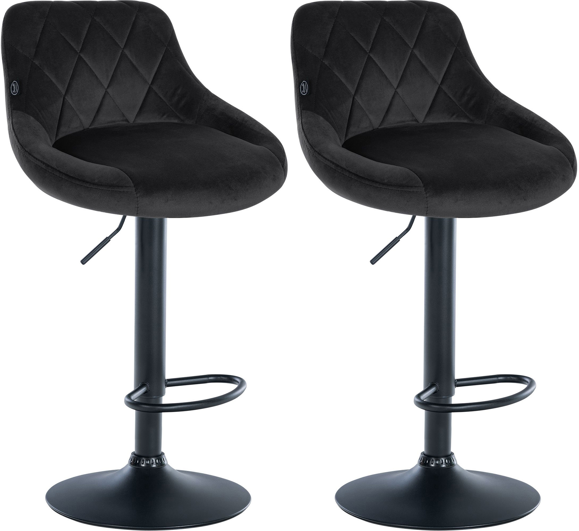 2er Set Barhocker Lazio Samt Schwarz
