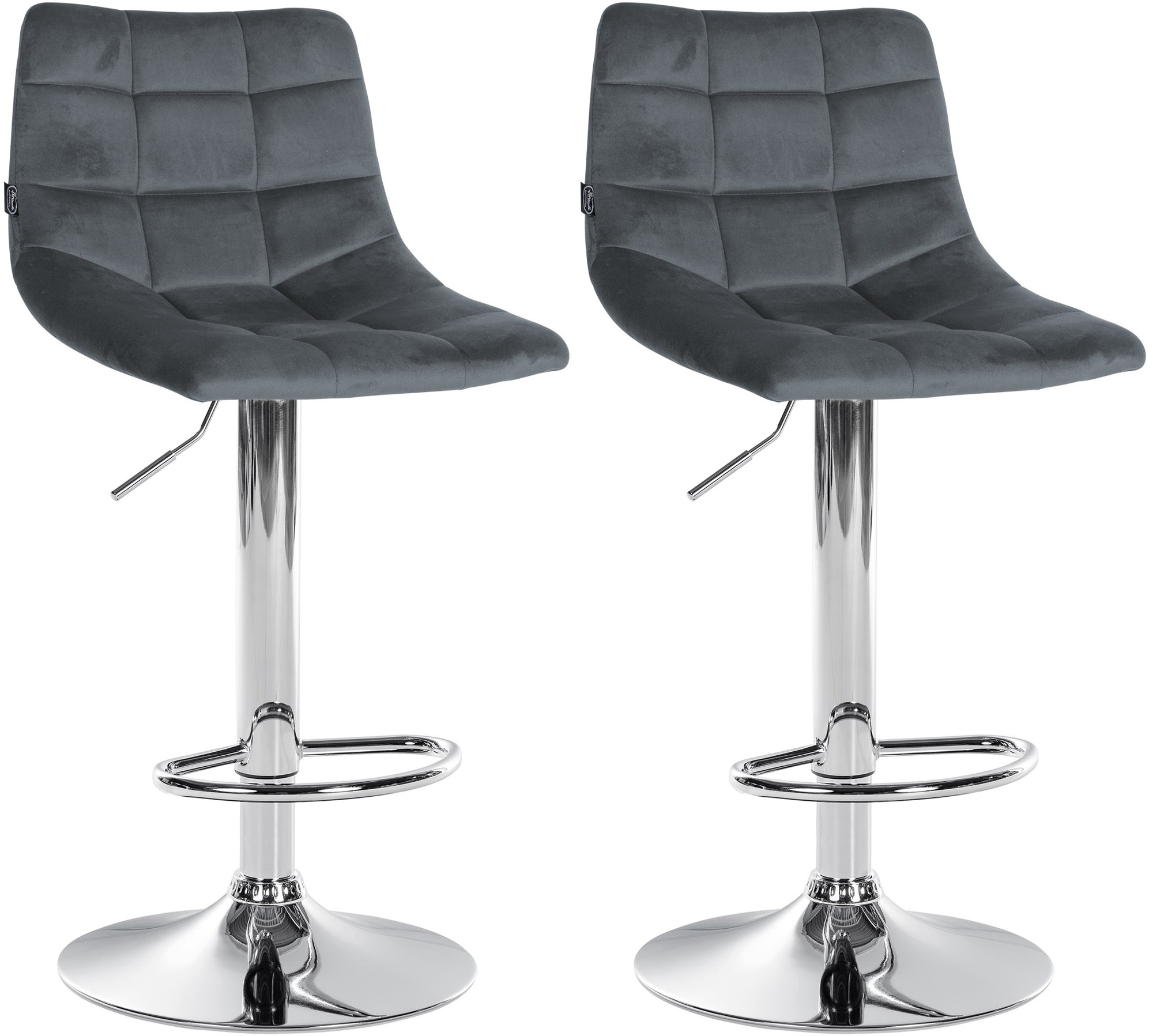 2er Set Barhocker Jerry Samt Chrom