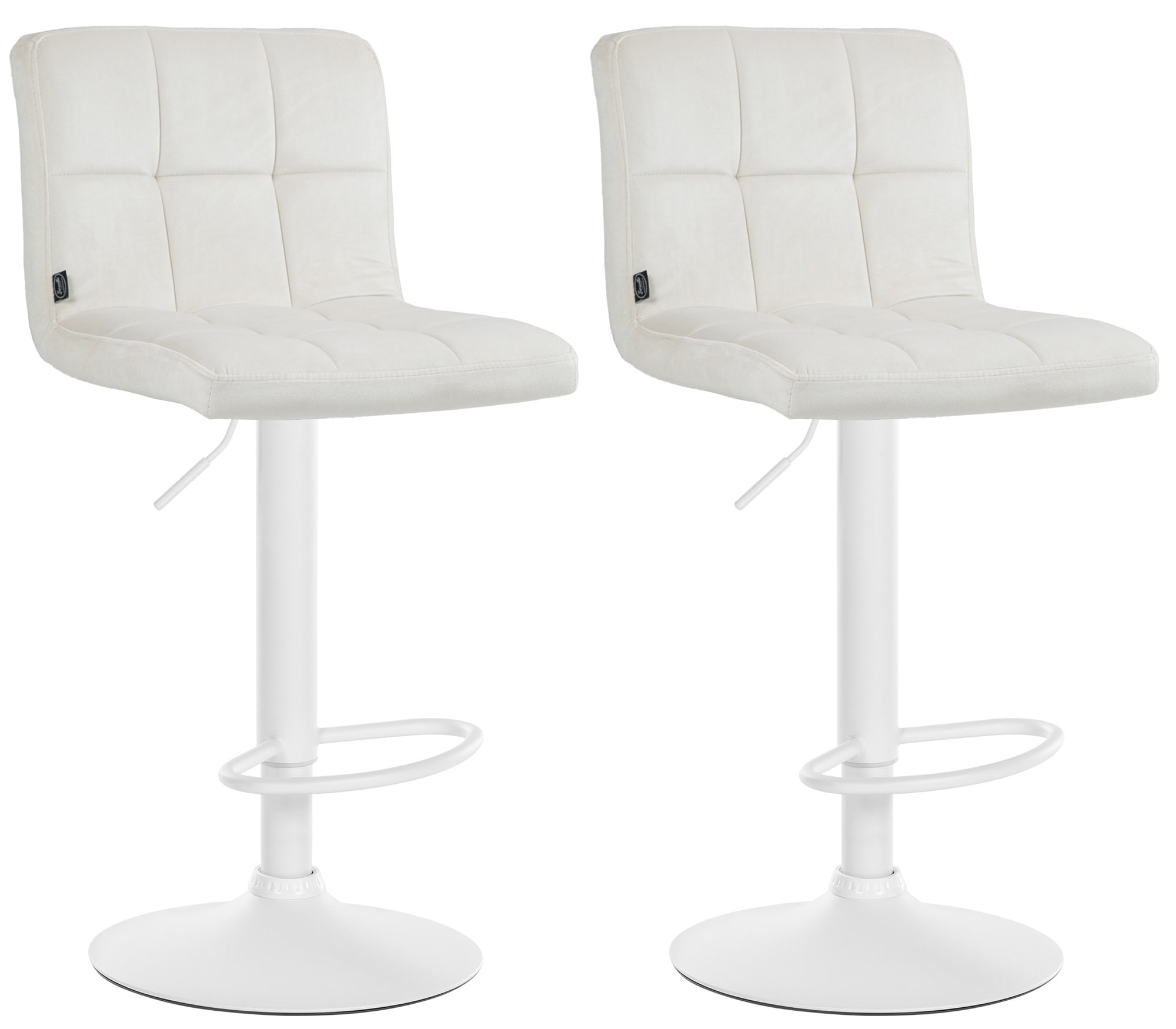 2er Set Barhocker Peru Samt Weiß