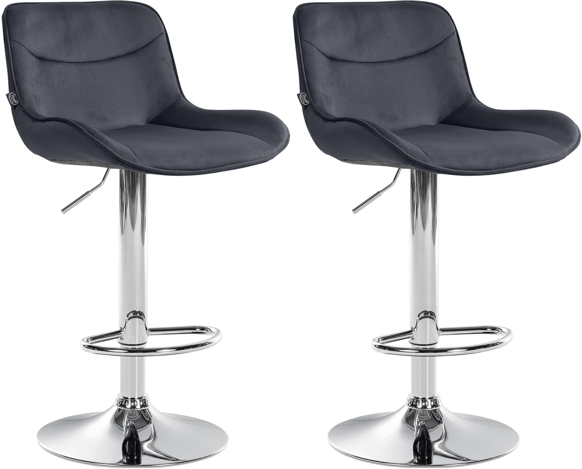 2er Set Barhocker Vonore Samt Chrom
