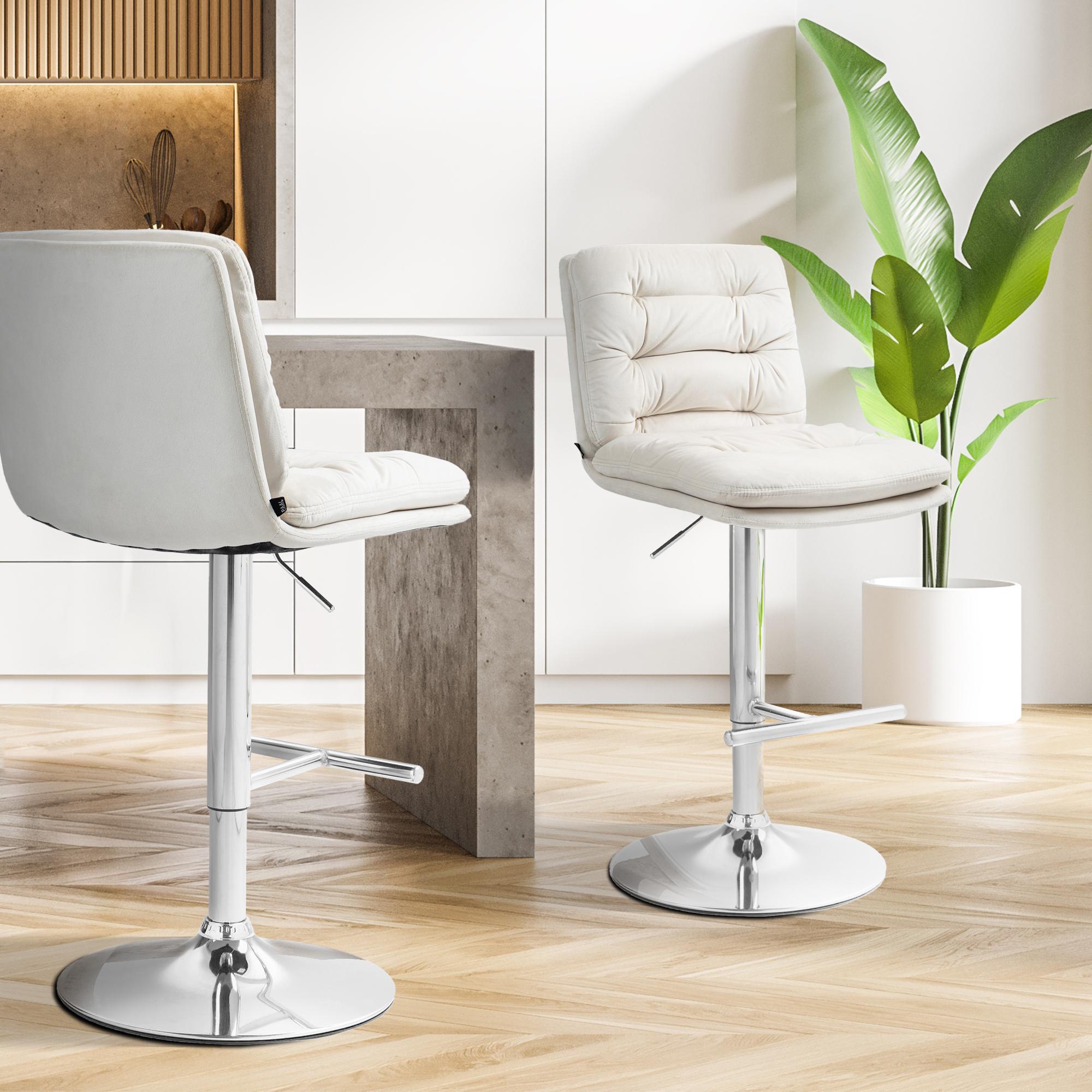 2er Set Barhocker Damar Samt Chrom - Image 6