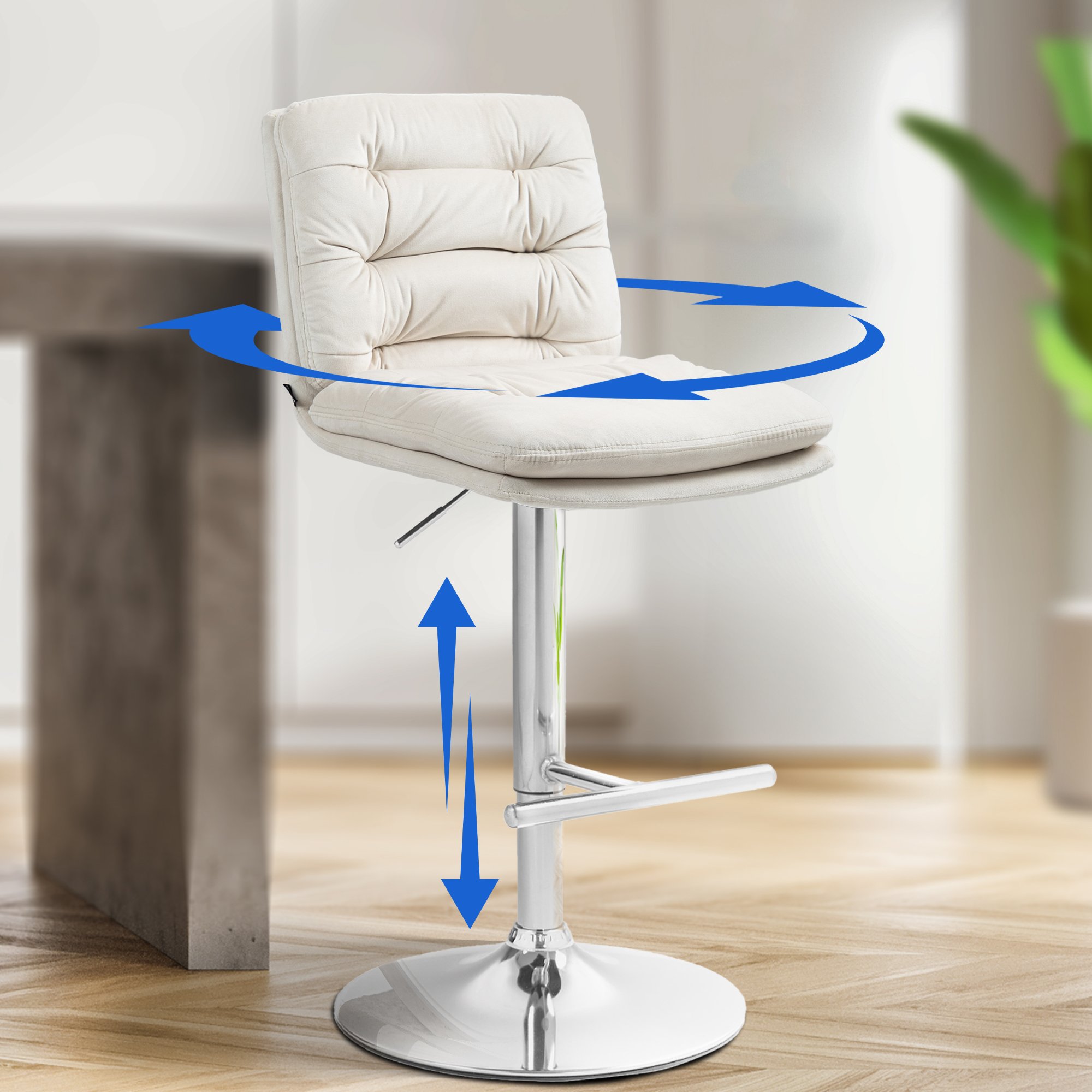 2er Set Barhocker Damar Samt Chrom - Image 5