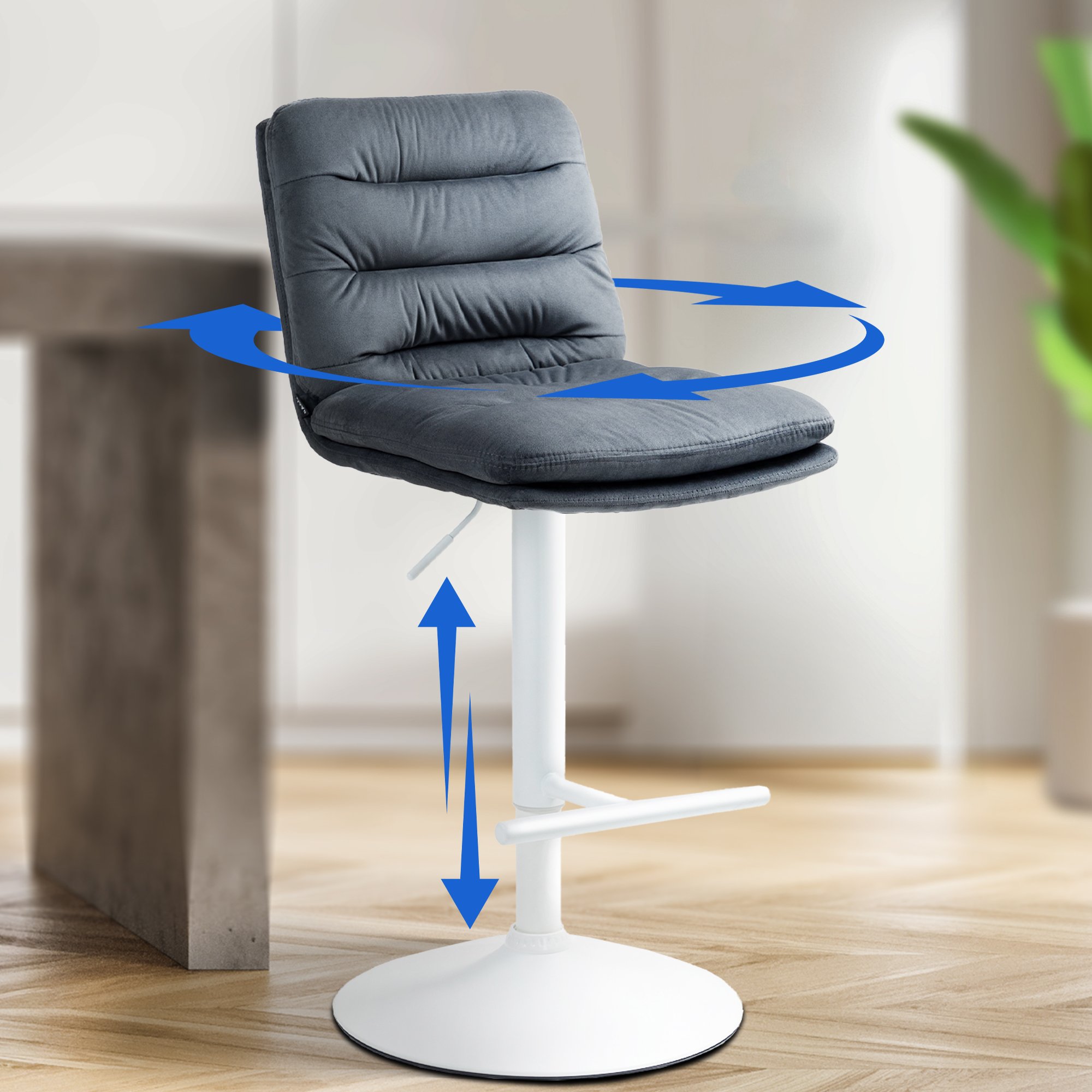 2er Set Barhocker Damar Samt Weiß - Image 3