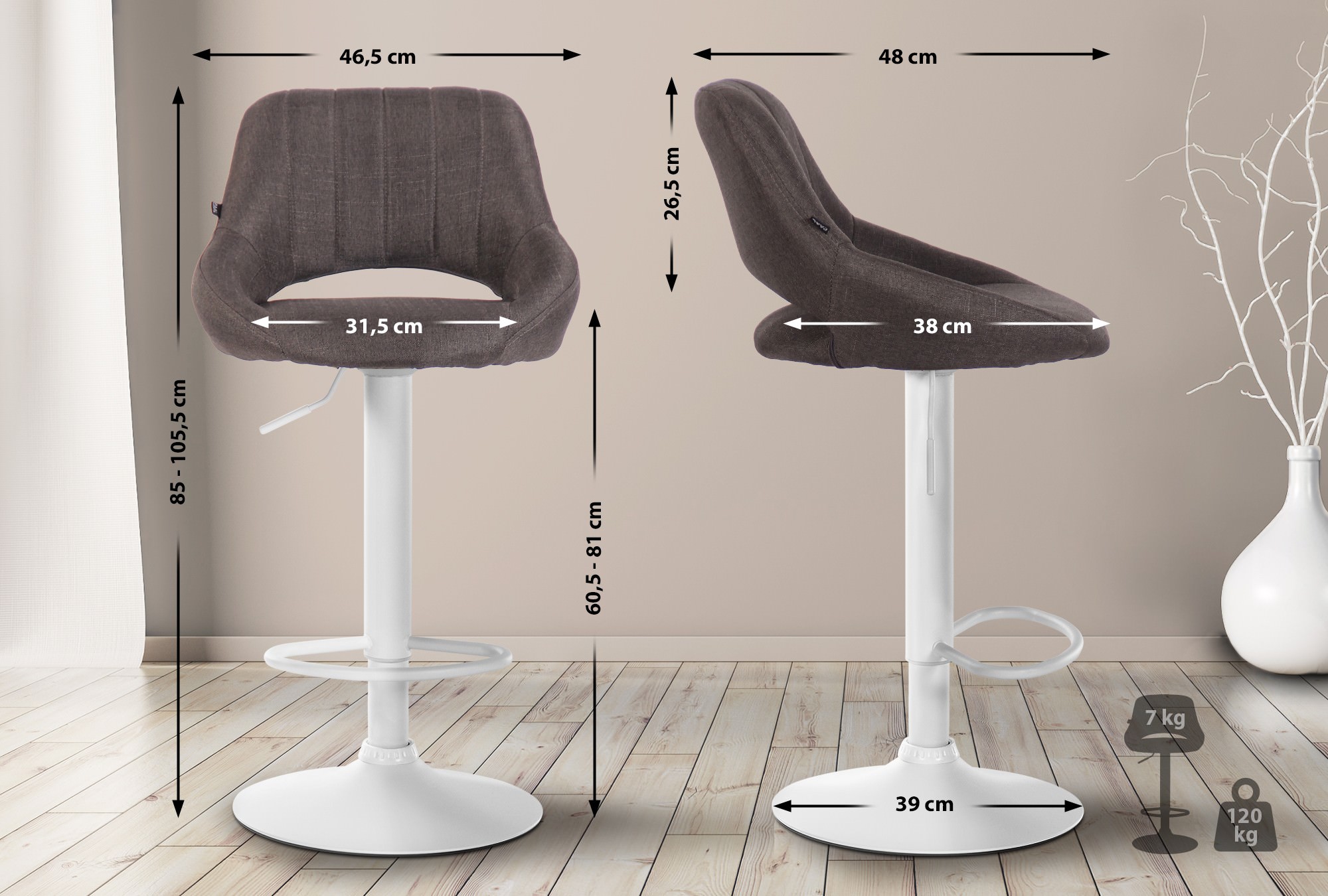 2er Set Barhocker Milet Stoff W