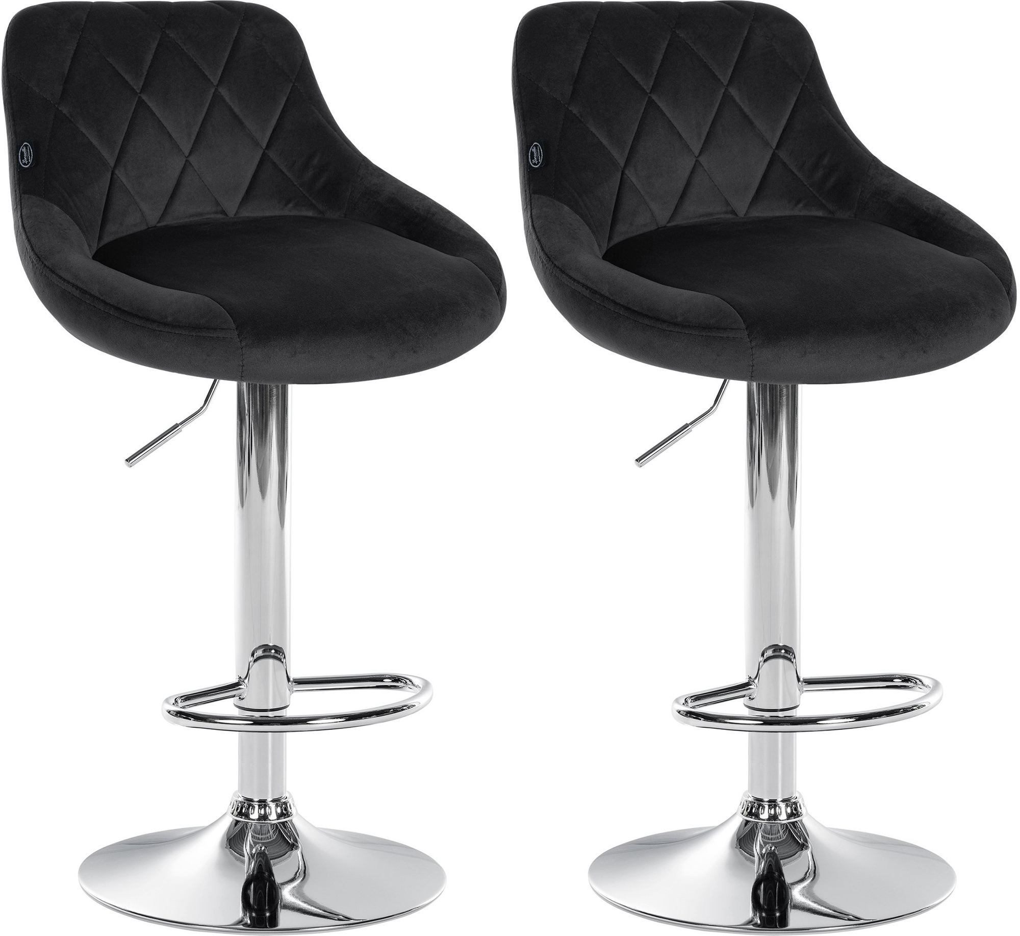 2er Set Barhocker Lazio Samt Chrom
