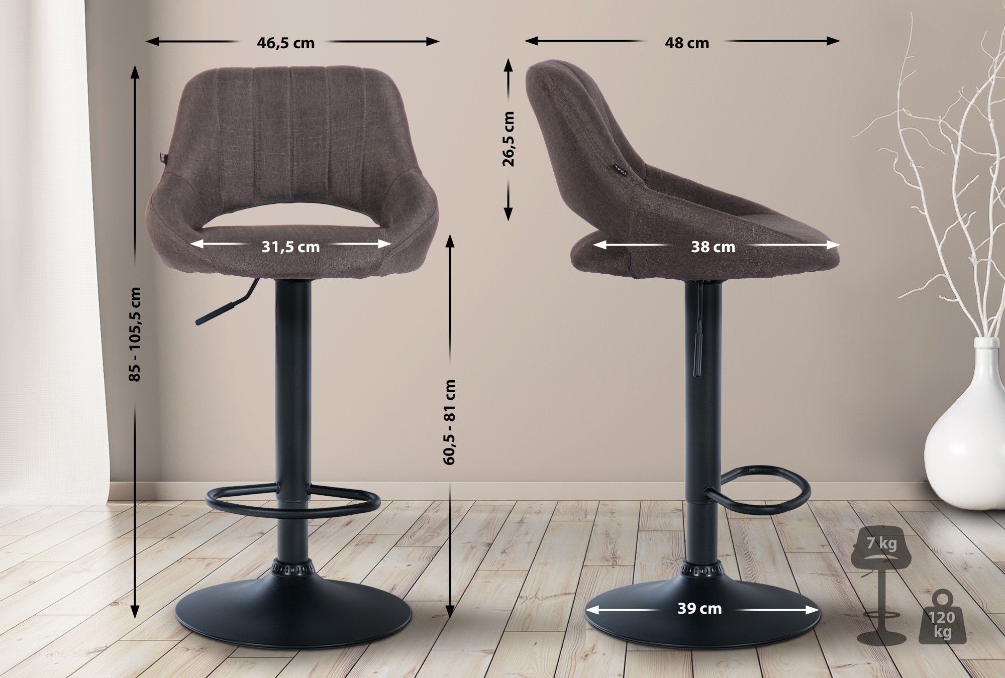 2er Set Barhocker Milet Stoff B