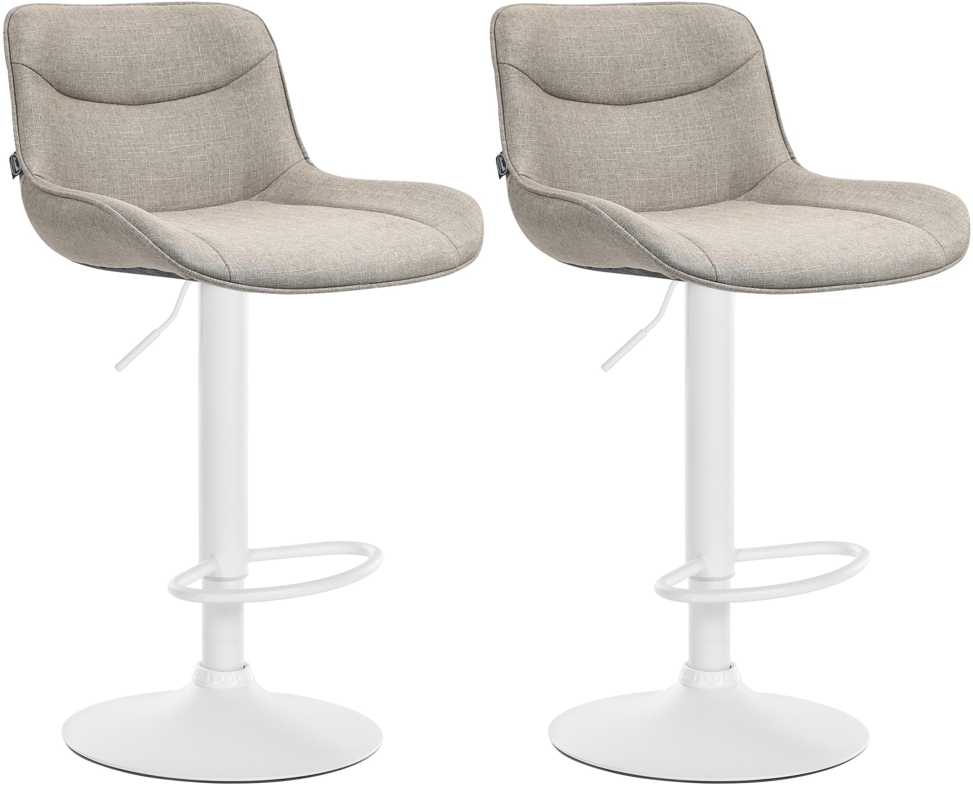 2er Set Barhocker Vonore Stoff Weiß