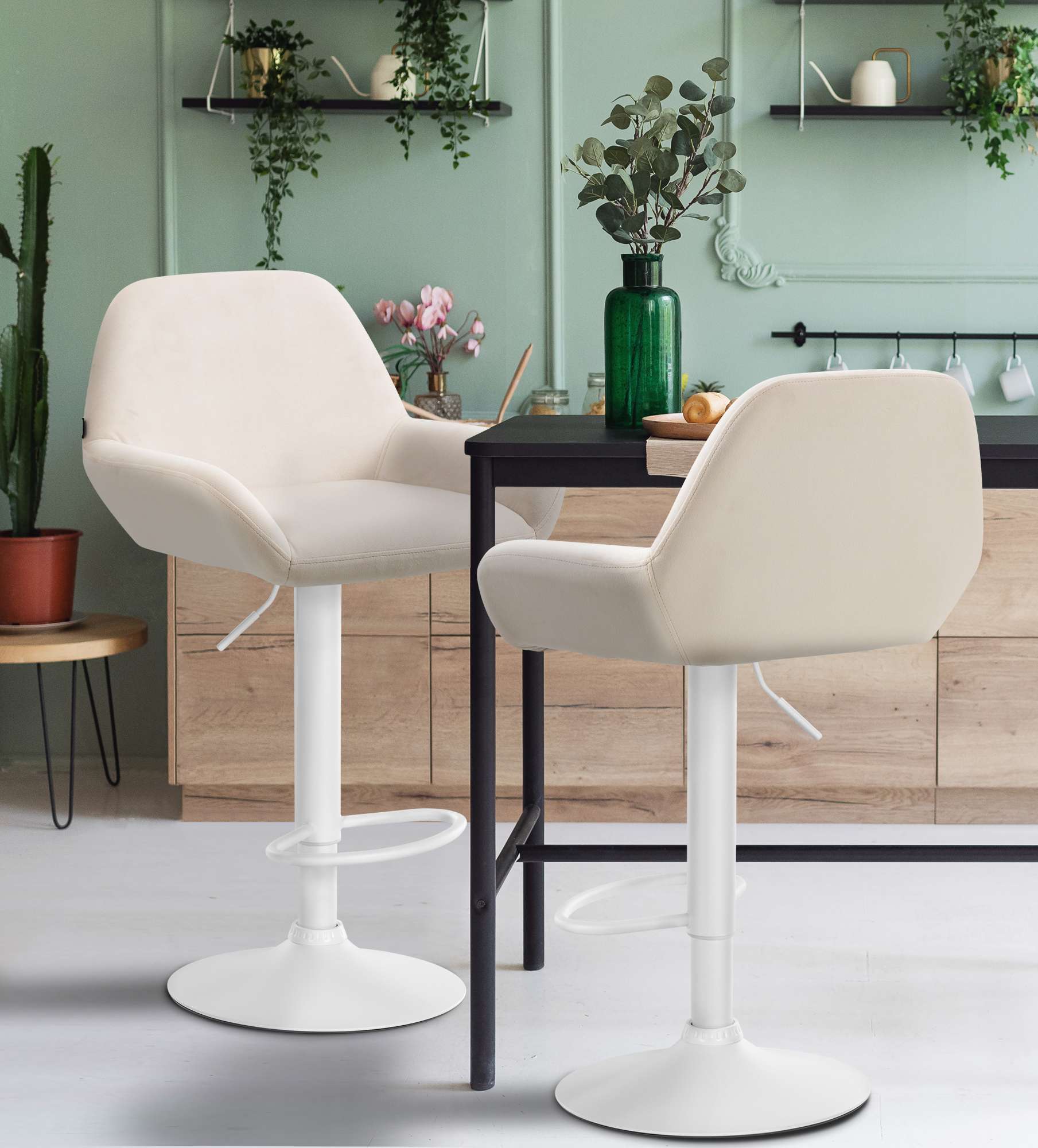 2er Set Barhocker Braga Samt Weiß