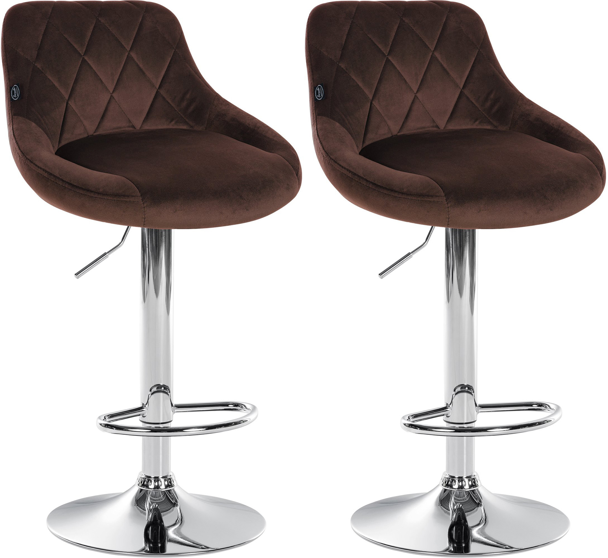 2er Set Barhocker Lazio Samt Chrom