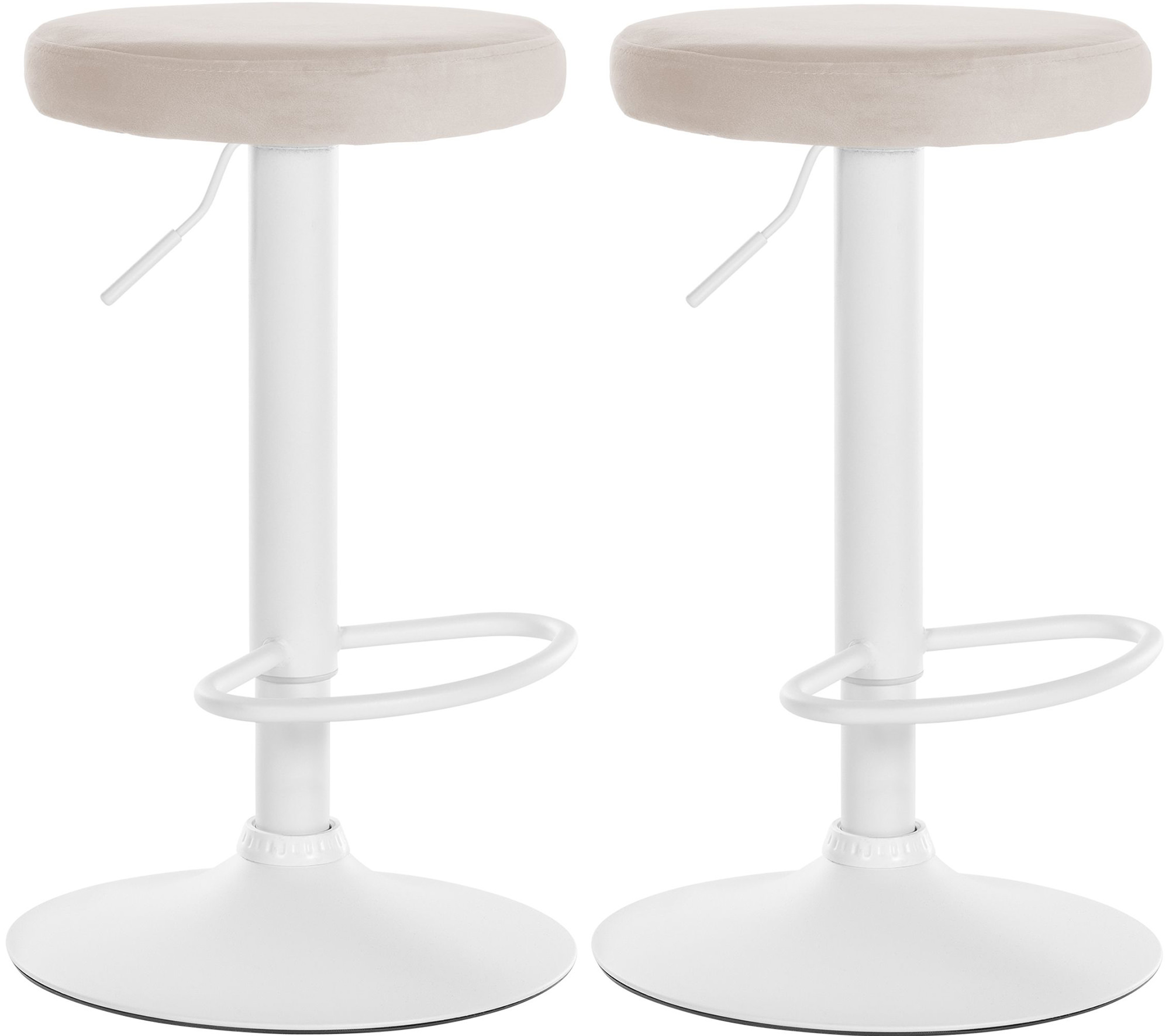 2er Set Barhocker Ponte Samt Weiß