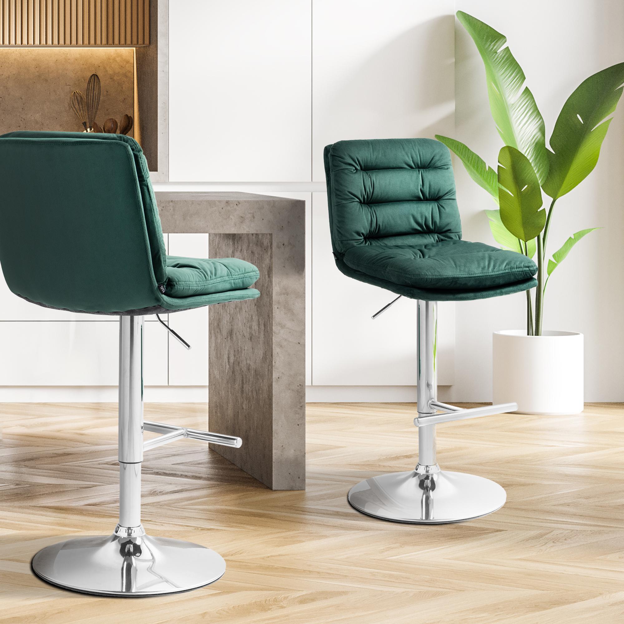2er Set Barhocker Damar Samt Chrom - Image 5