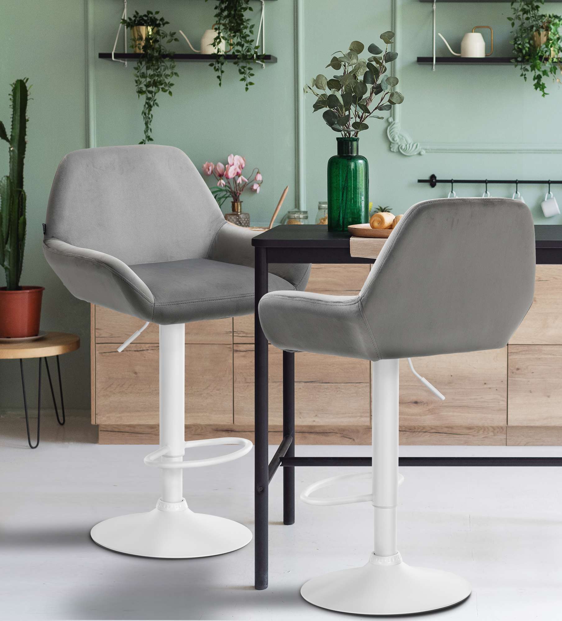 2er Set Barhocker Braga Samt Weiß