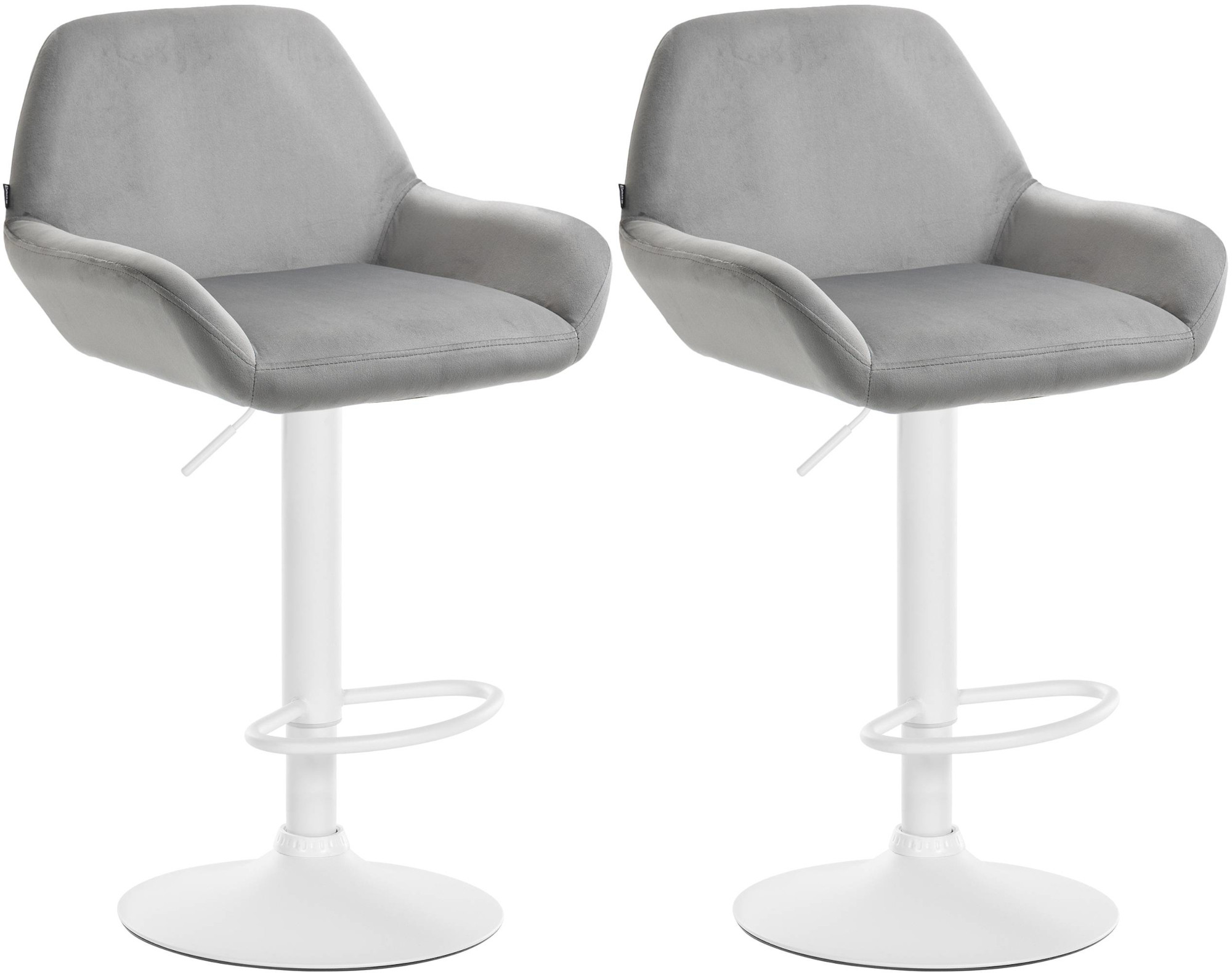 2er Set Barhocker Braga Samt Weiß - Image 4