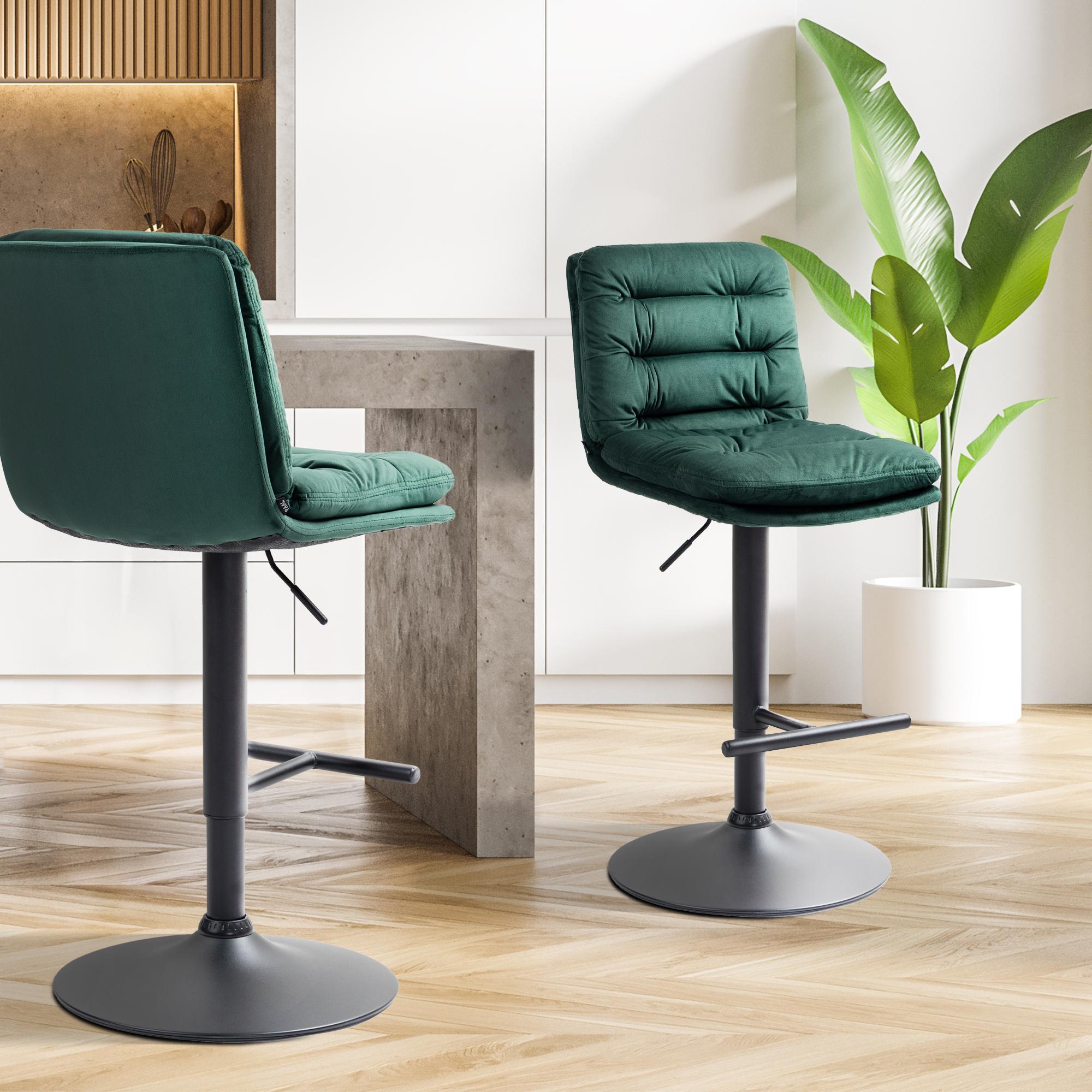 2er Set Barhocker Damar Samt Schwarz - Image 5