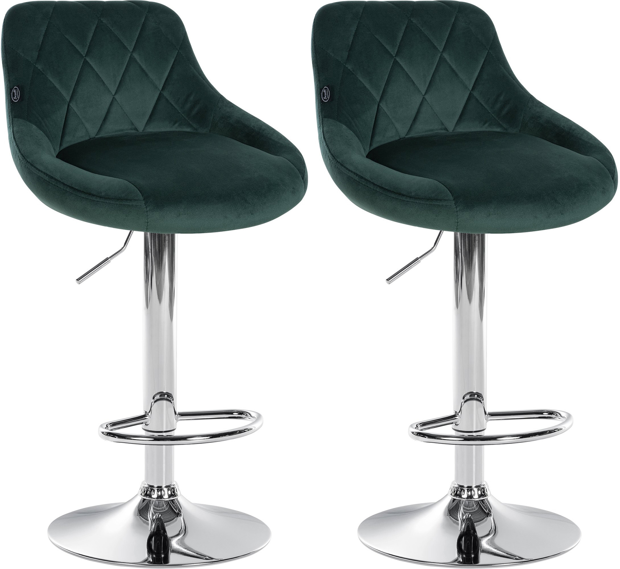 2er Set Barhocker Lazio Samt Chrom