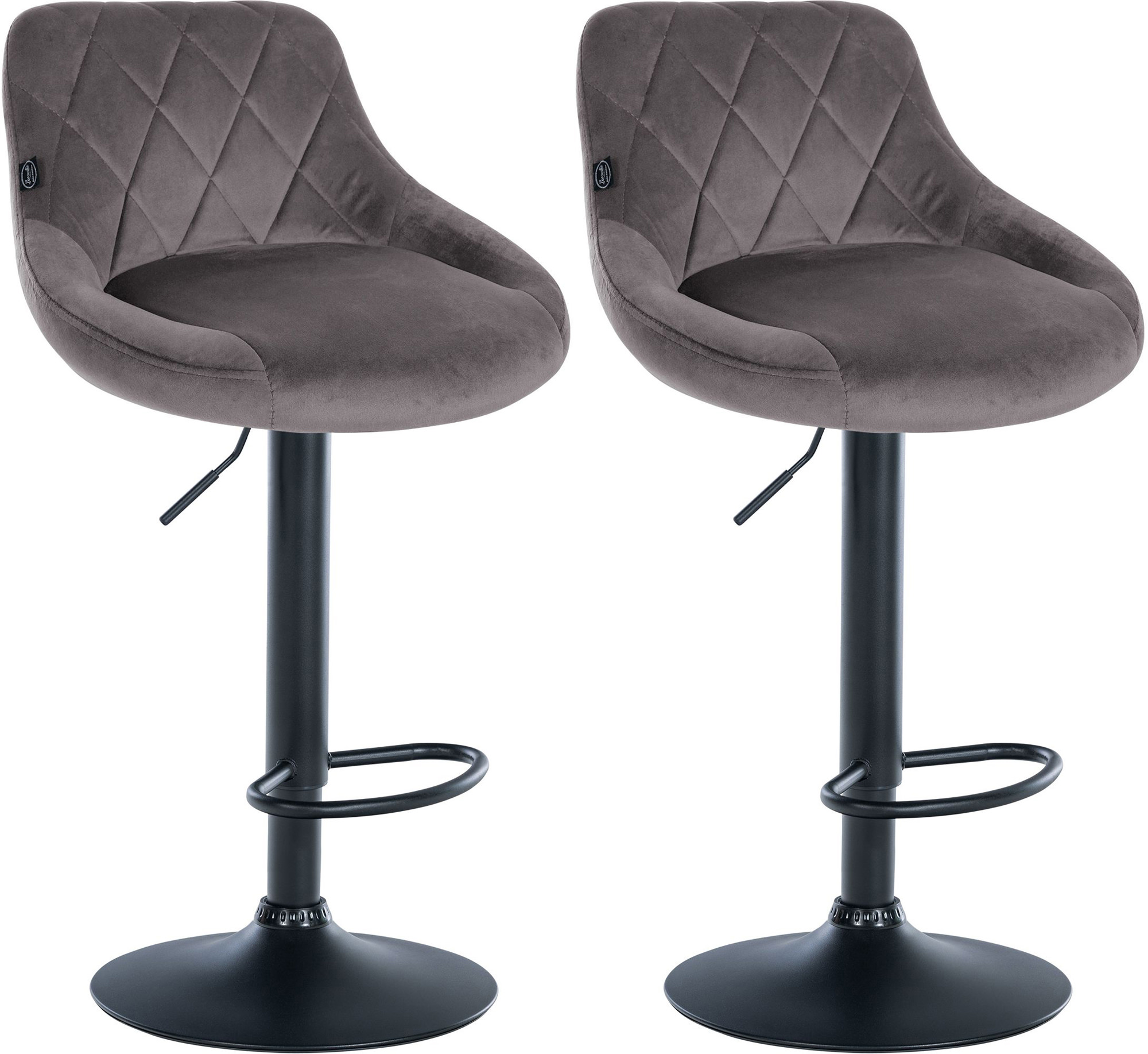 2er Set Barhocker Lazio Samt Schwarz