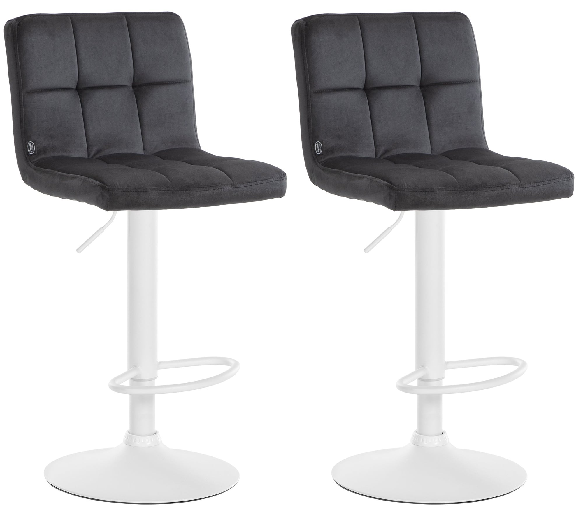 2er Set Barhocker Peru Samt Weiß