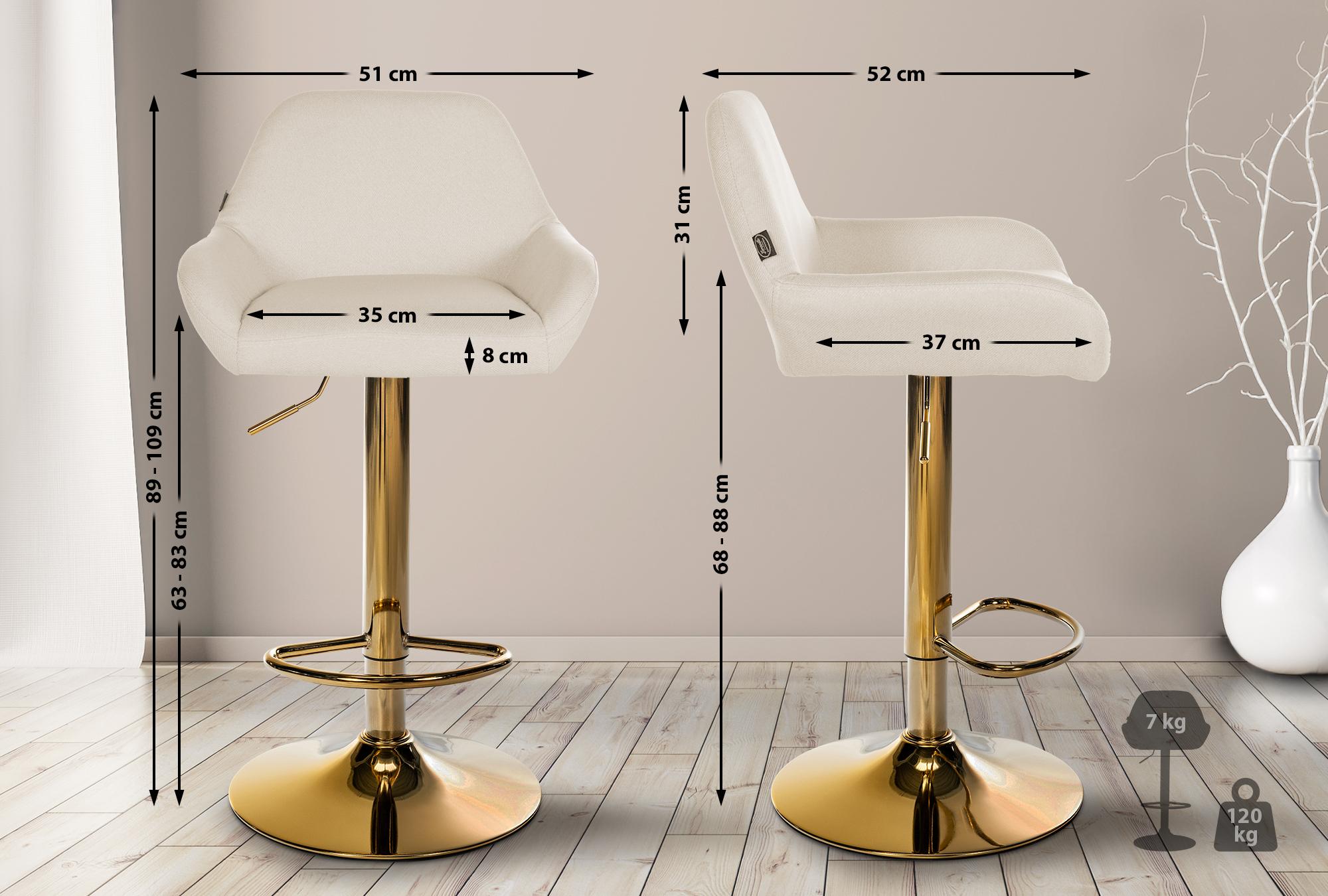 2er Set Barhocker Braga Gold Stoff - Image 3