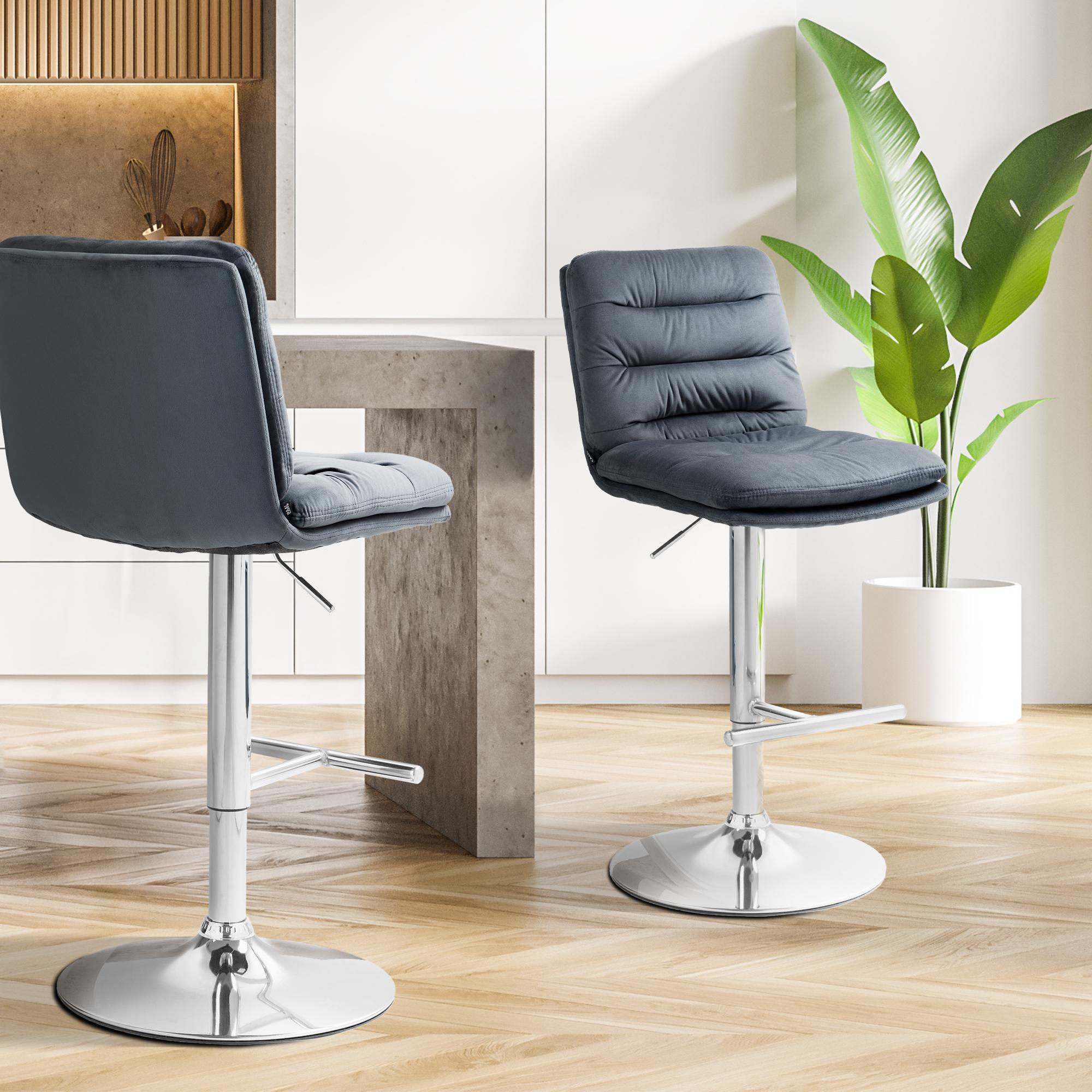 2er Set Barhocker Damar Samt Chrom - Image 3