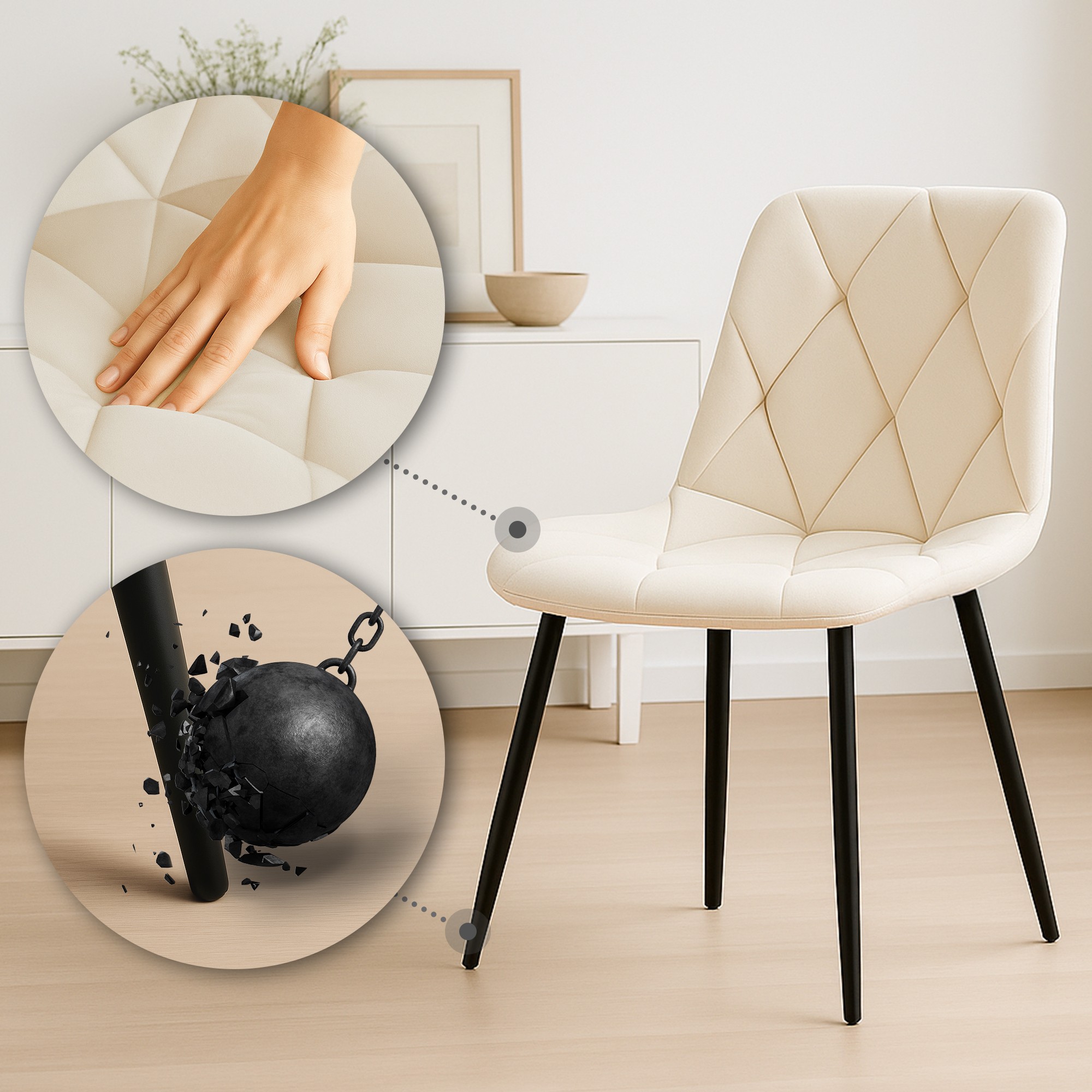 2er Set Esszimmerstuhl Clairton Samt - Image 4
