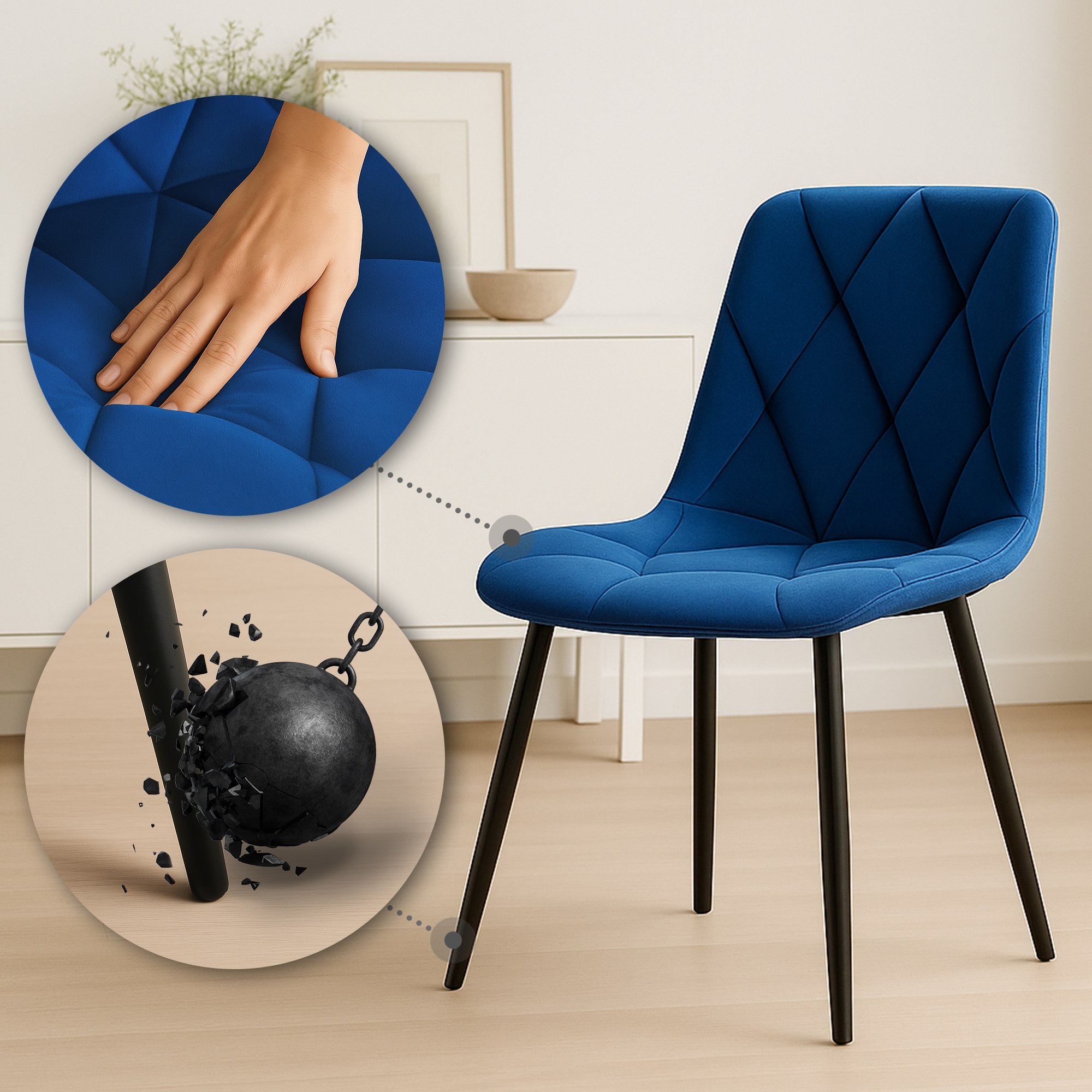 2er Set Esszimmerstuhl Clairton Samt - Image 4