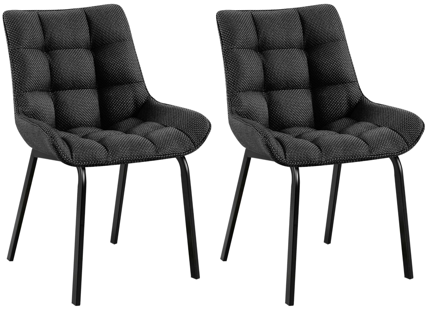 2er Set Stuhl Saranda Stoff Schwarz
