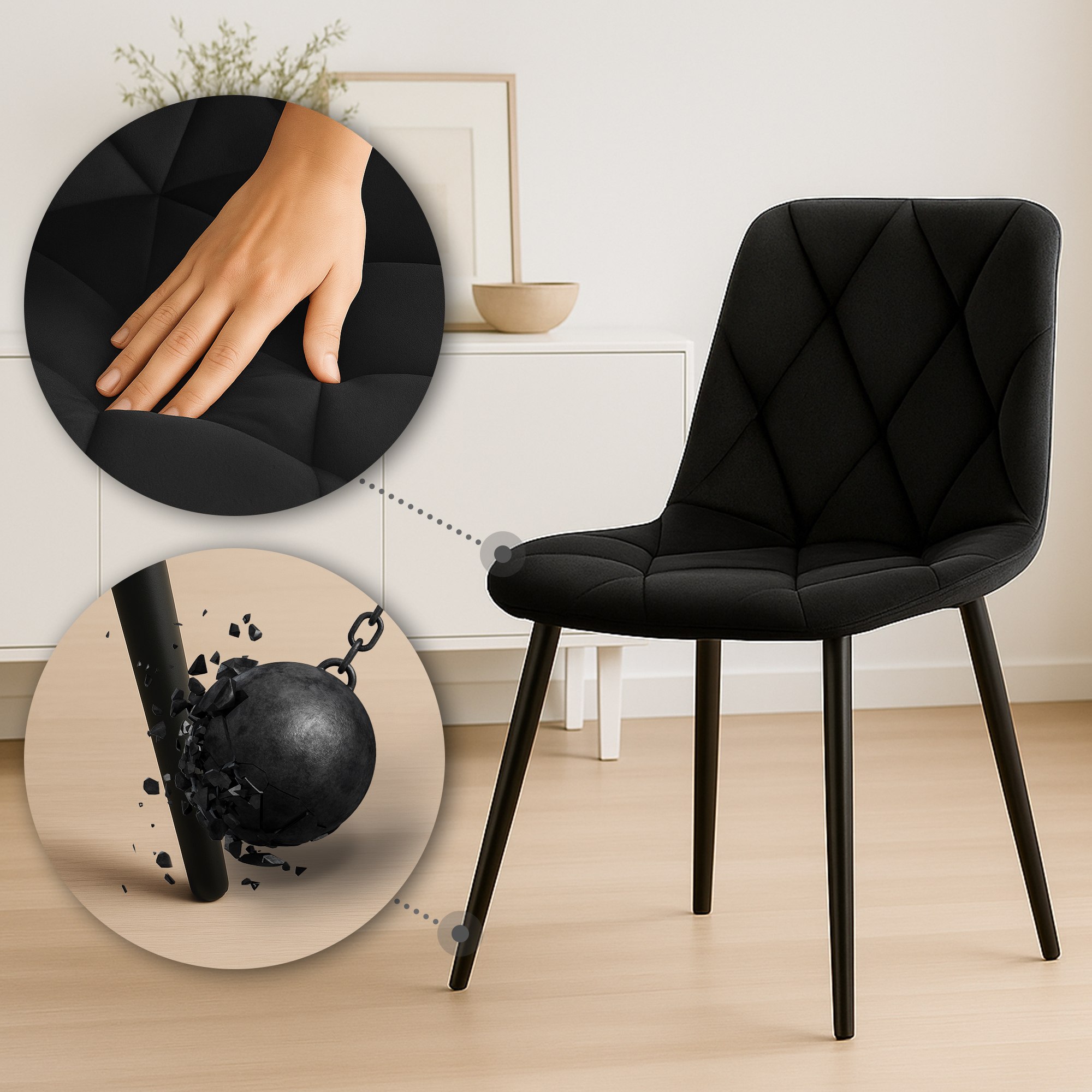 2er Set Esszimmerstuhl Clairton Samt - Image 4