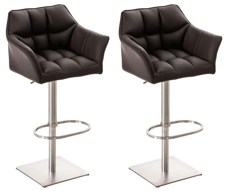 2er Set Barhocker Damaso Kunstleder Edelstahl