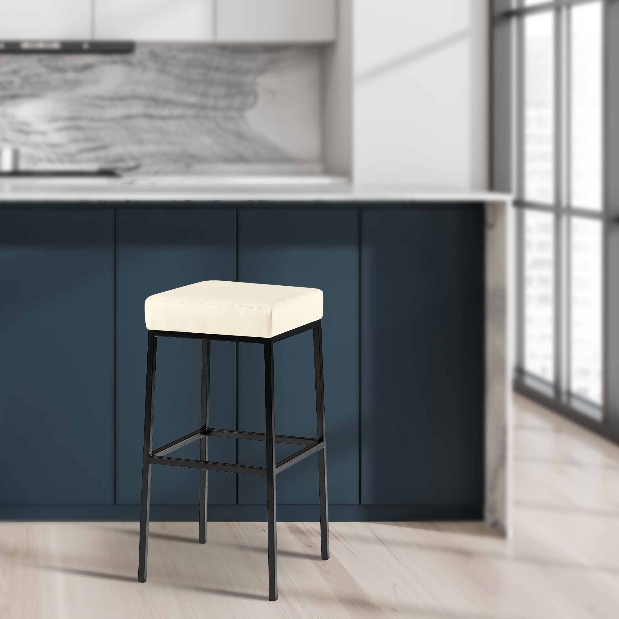 2er Set Barhocker Montreal 80 Kunstleder Schwarz