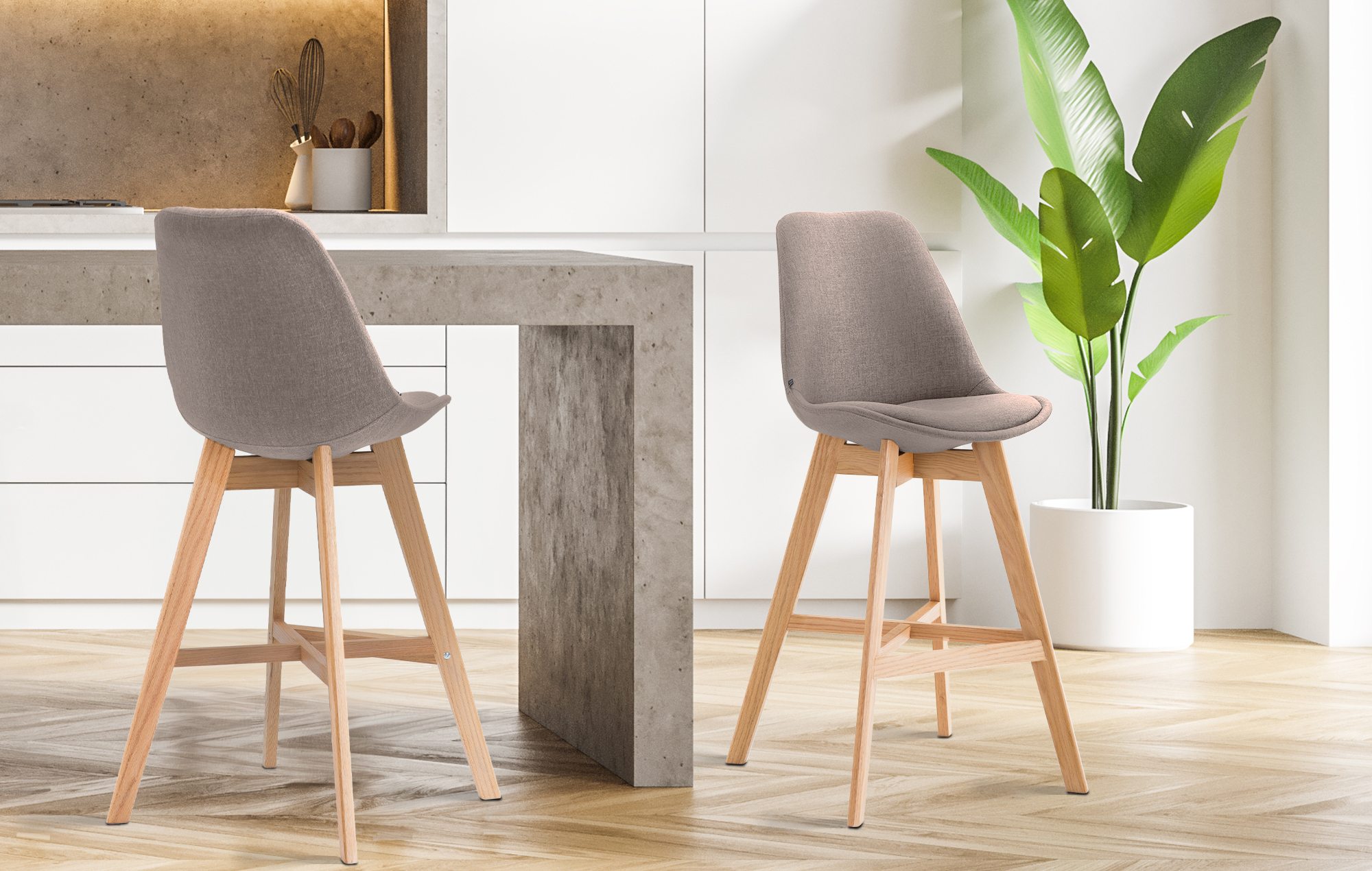 2er Set Barhocker Cannes Stoff Natura