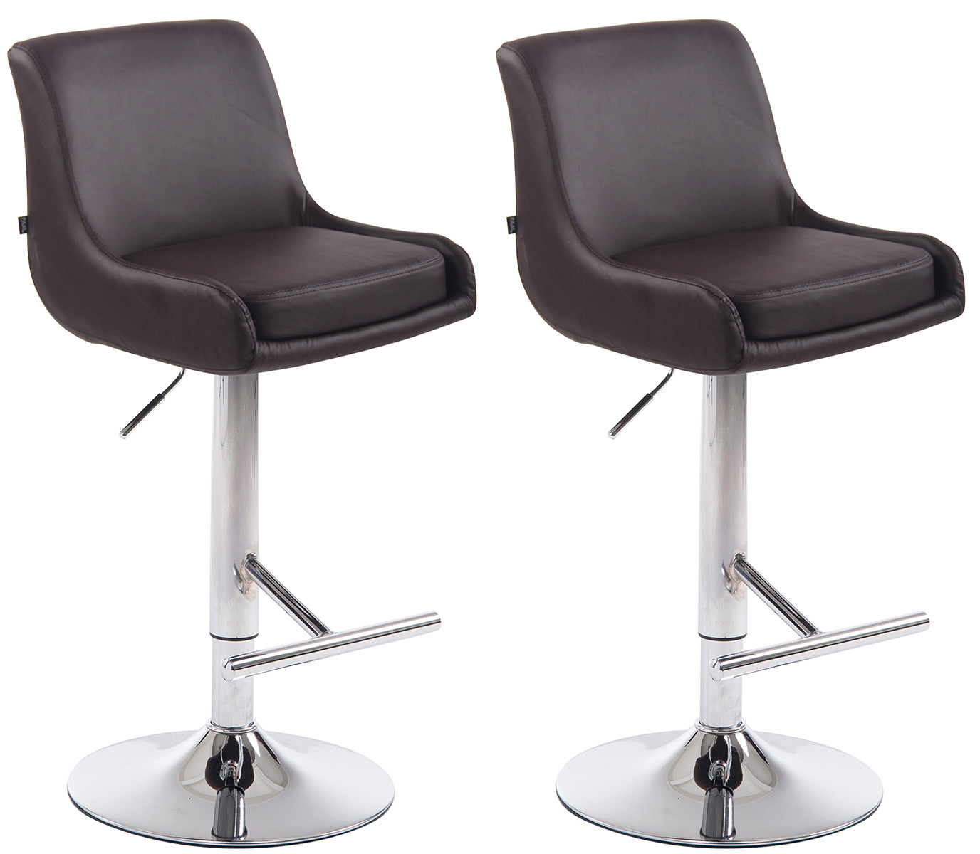 2er Set Barhocker Club Kunstleder Chrom