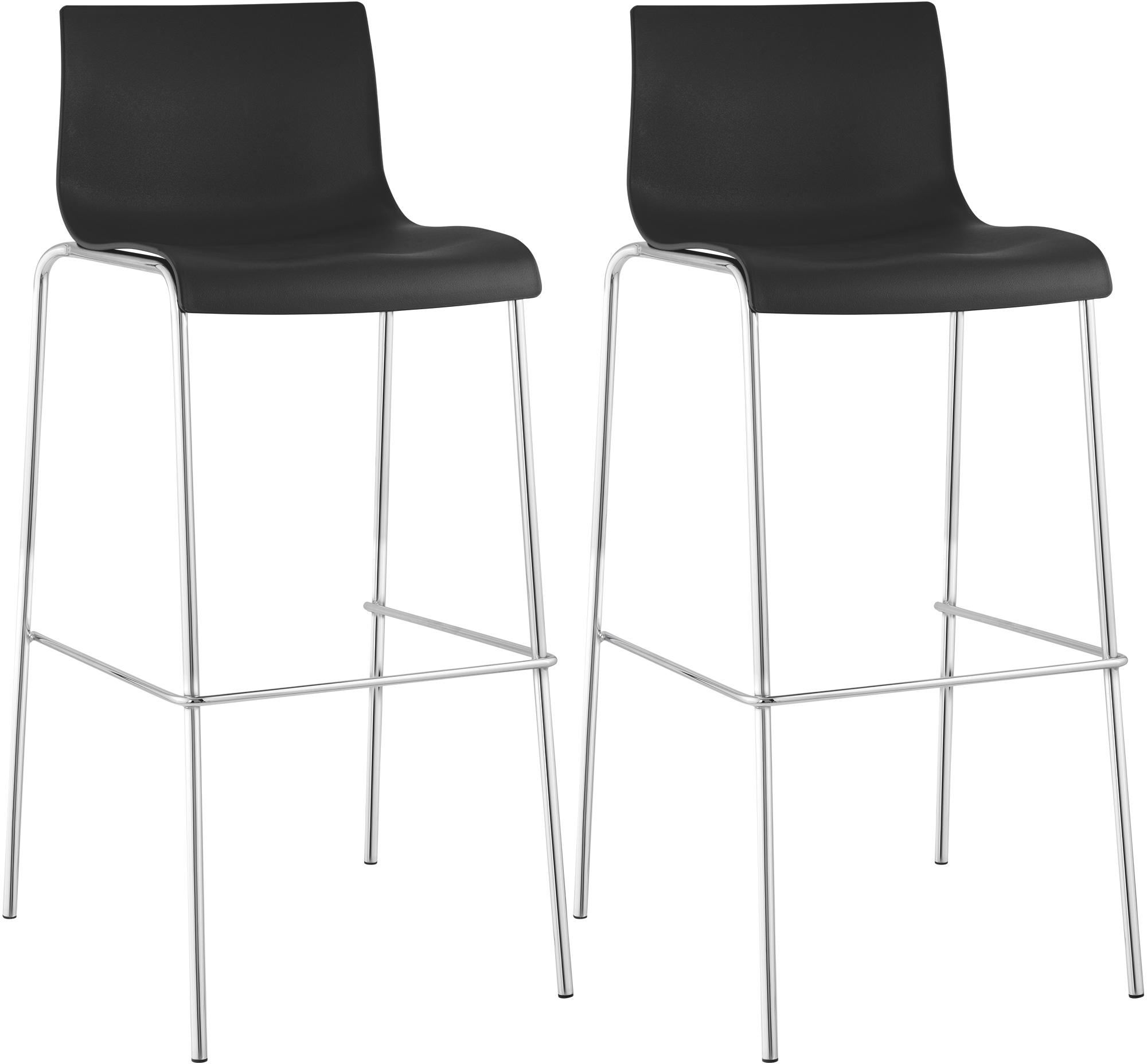 2er Set Barhocker Hoover Kunststoff 4-Fuß Gestell Chrom