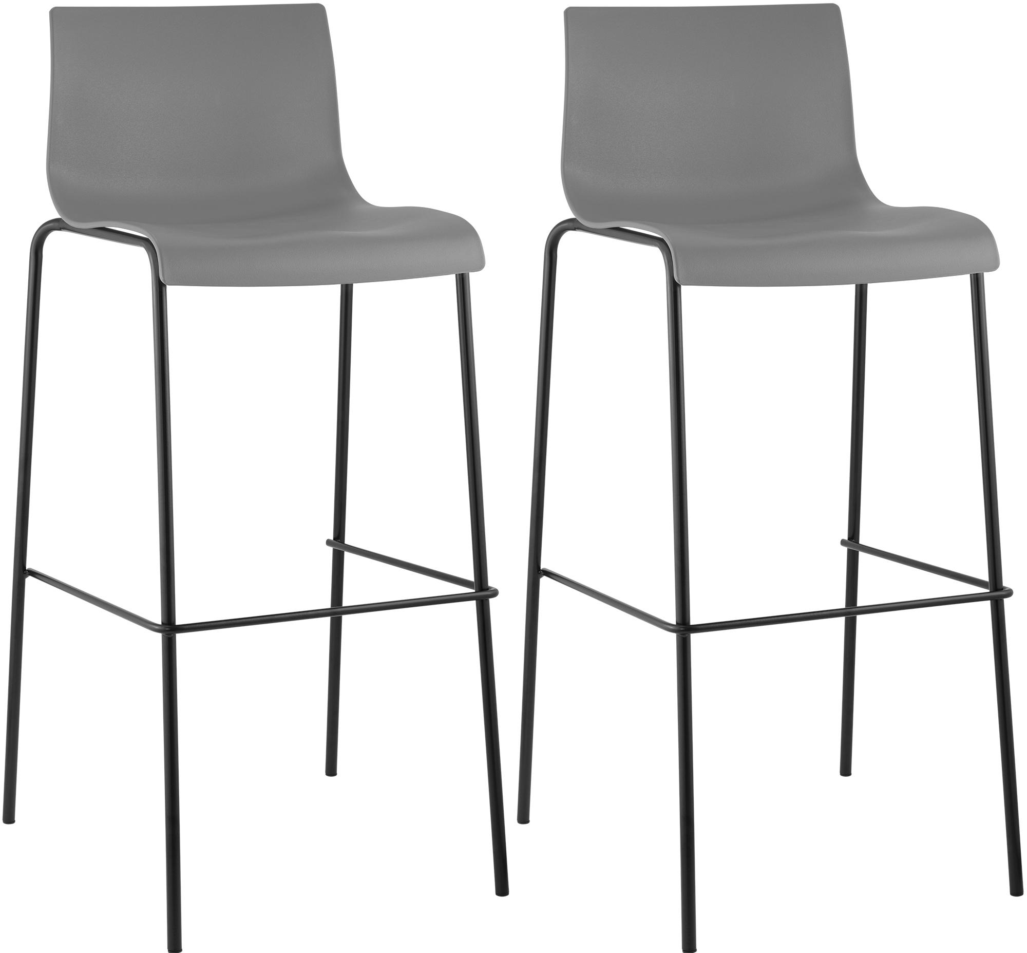 2er Set Barhocker Hoover Kunststoff 4-Fuß Gestell Schwarz