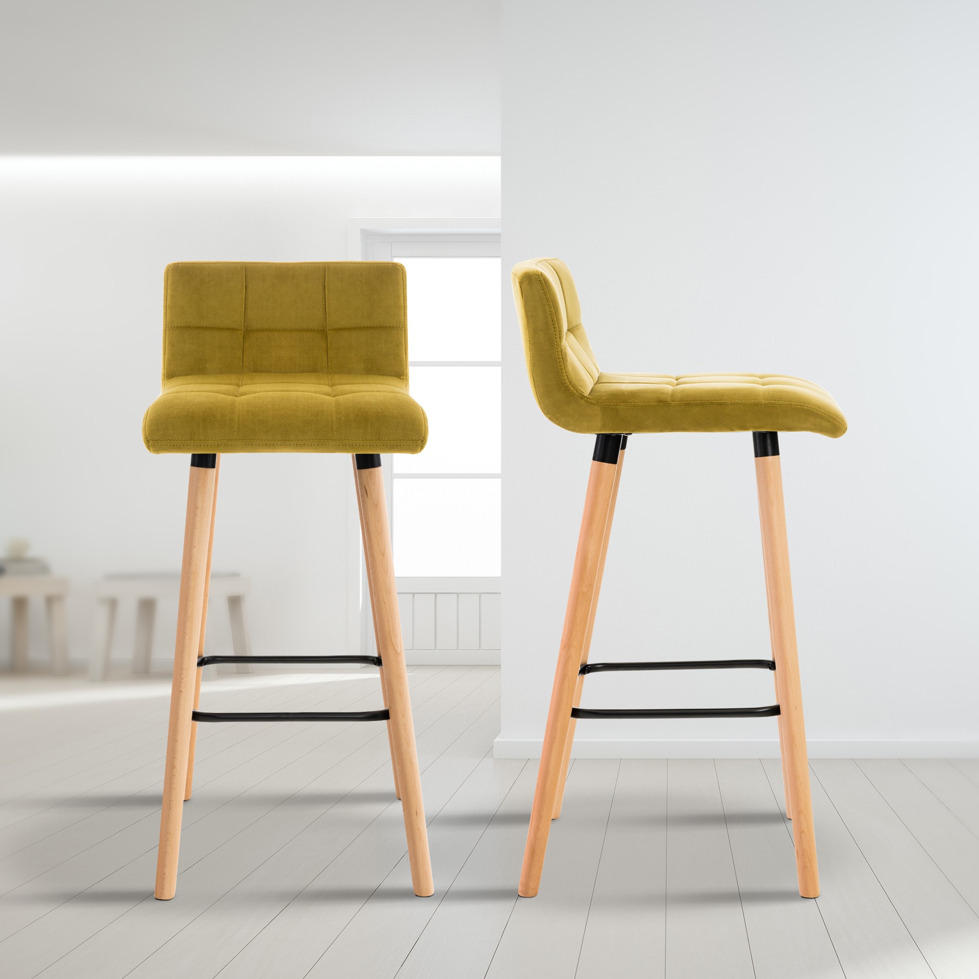 2er Set Barhocker Lincoln Samt