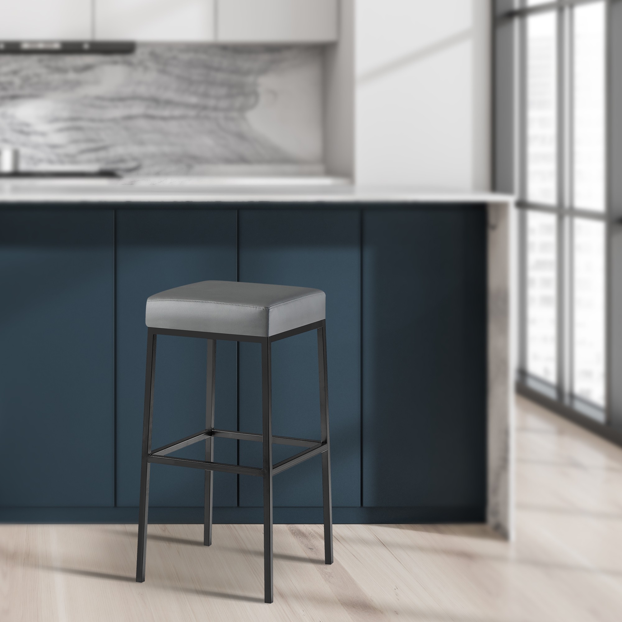 2er Set Barhocker Montreal 80 Kunstleder Schwarz