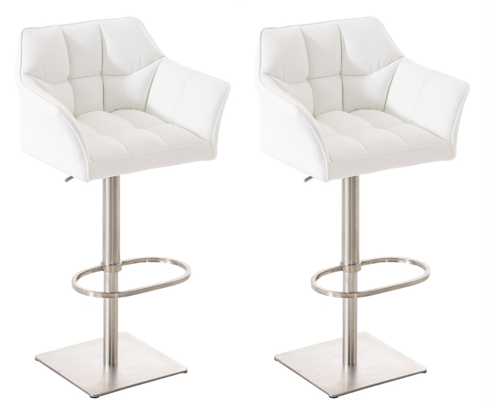2er Set Barhocker Damaso Kunstleder Edelstahl