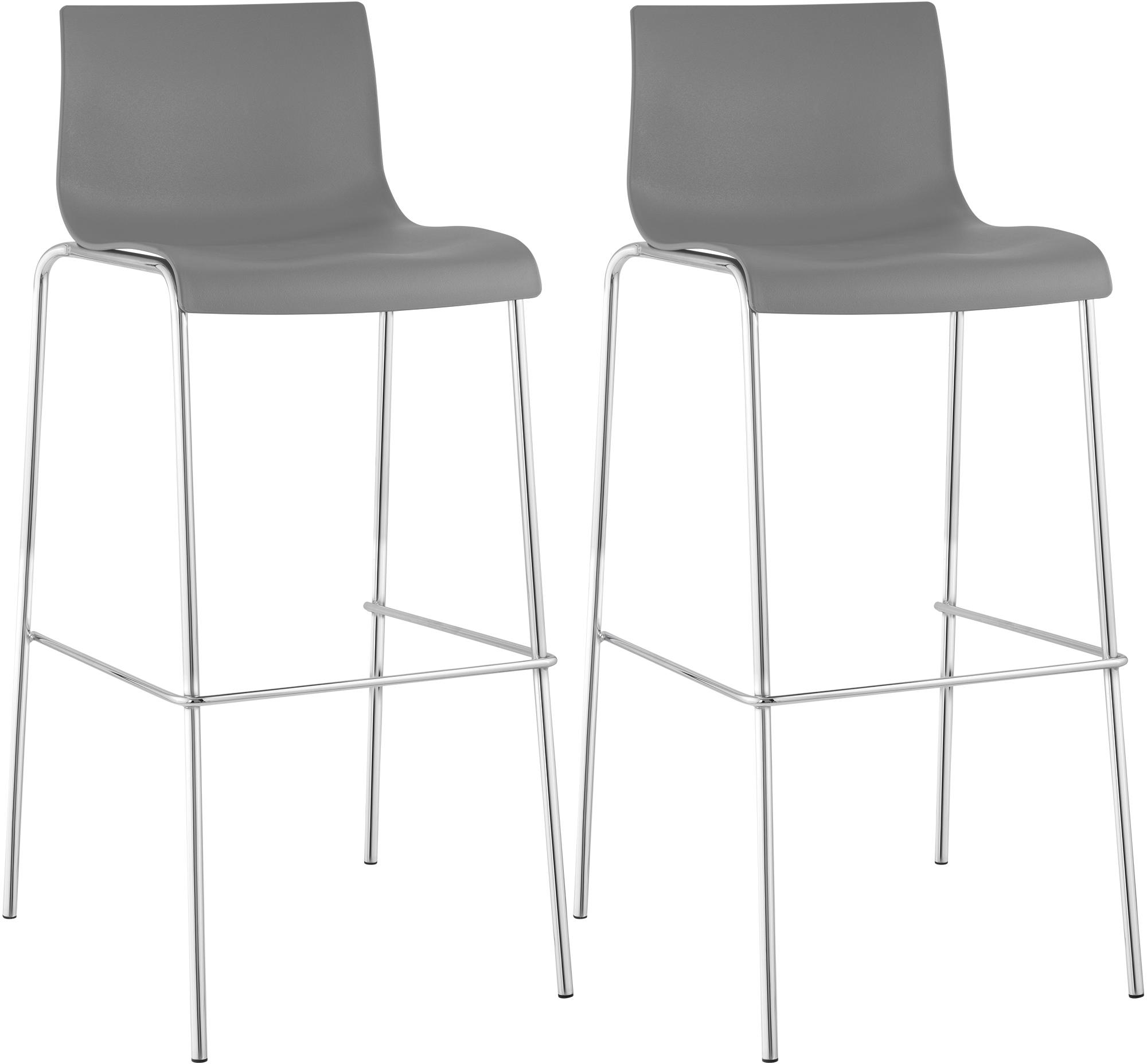 2er Set Barhocker Hoover Kunststoff 4-Fuß Gestell Chrom