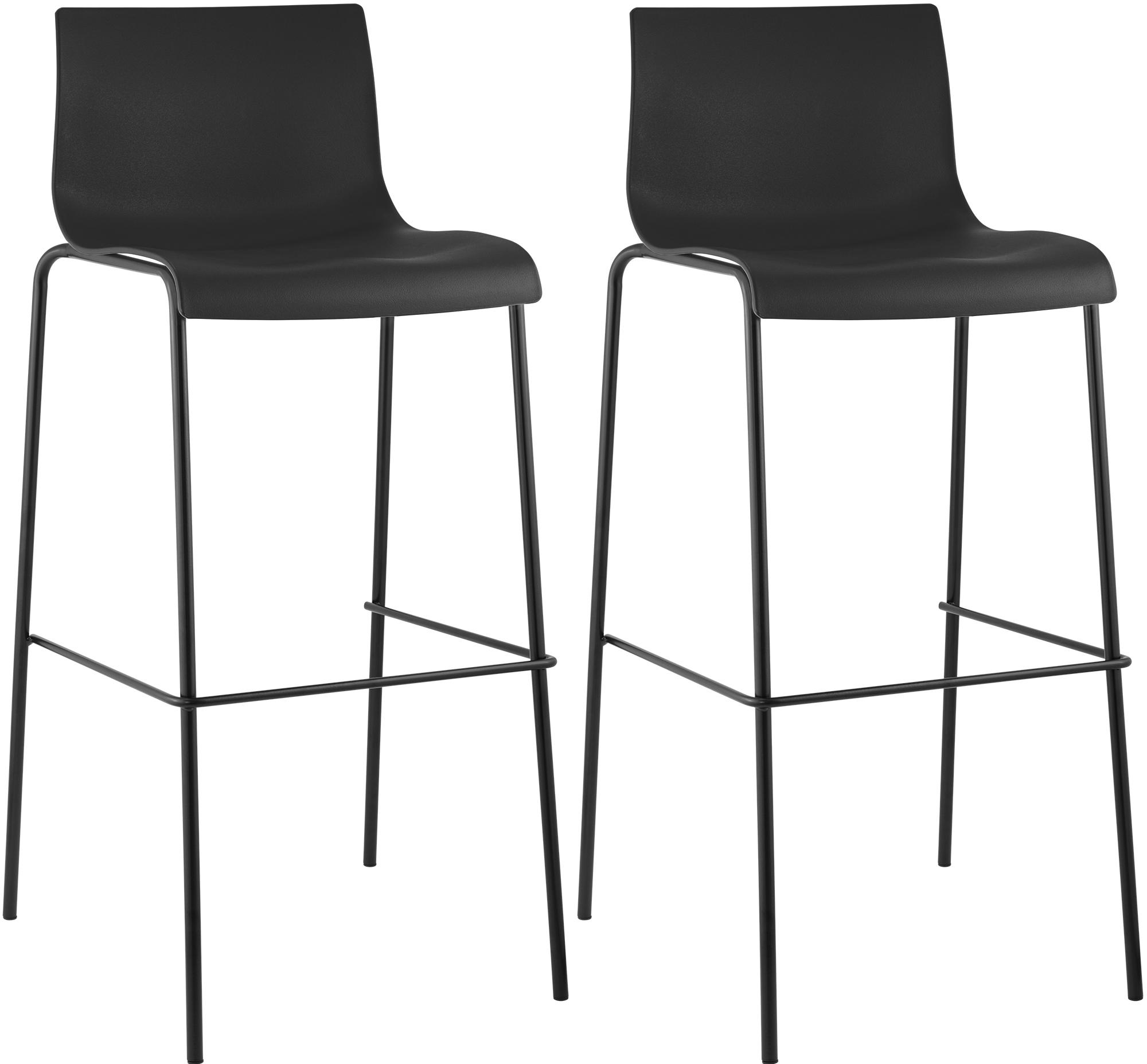 2er Set Barhocker Hoover Kunststoff 4-Fuß Gestell Schwarz
