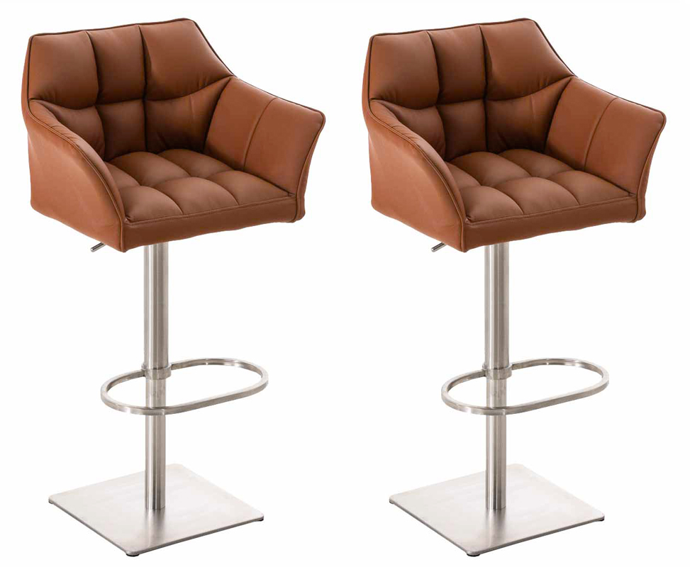 2er Set Barhocker Damaso Kunstleder Edelstahl
