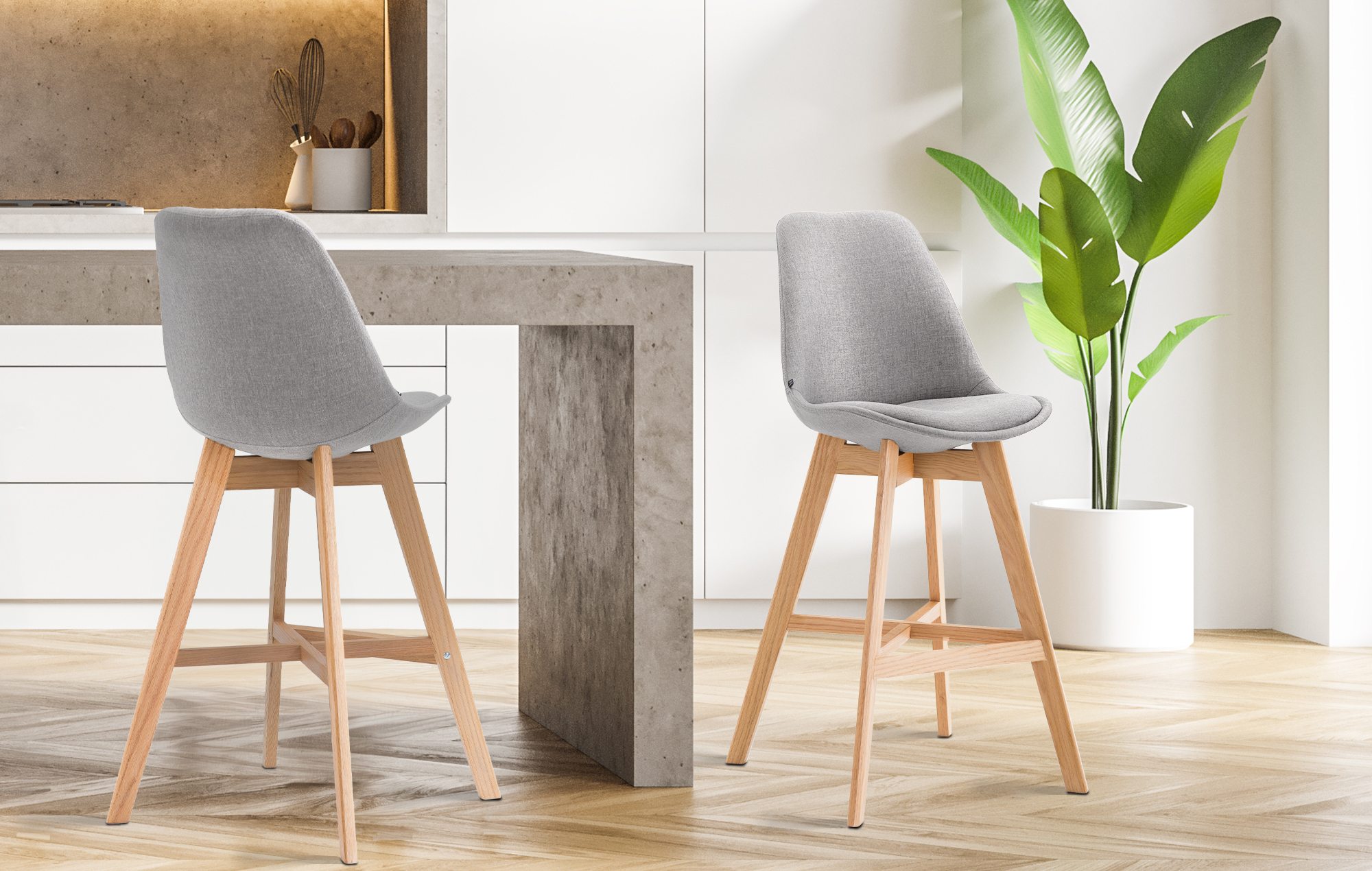 2er Set Barhocker Cannes Stoff Natura