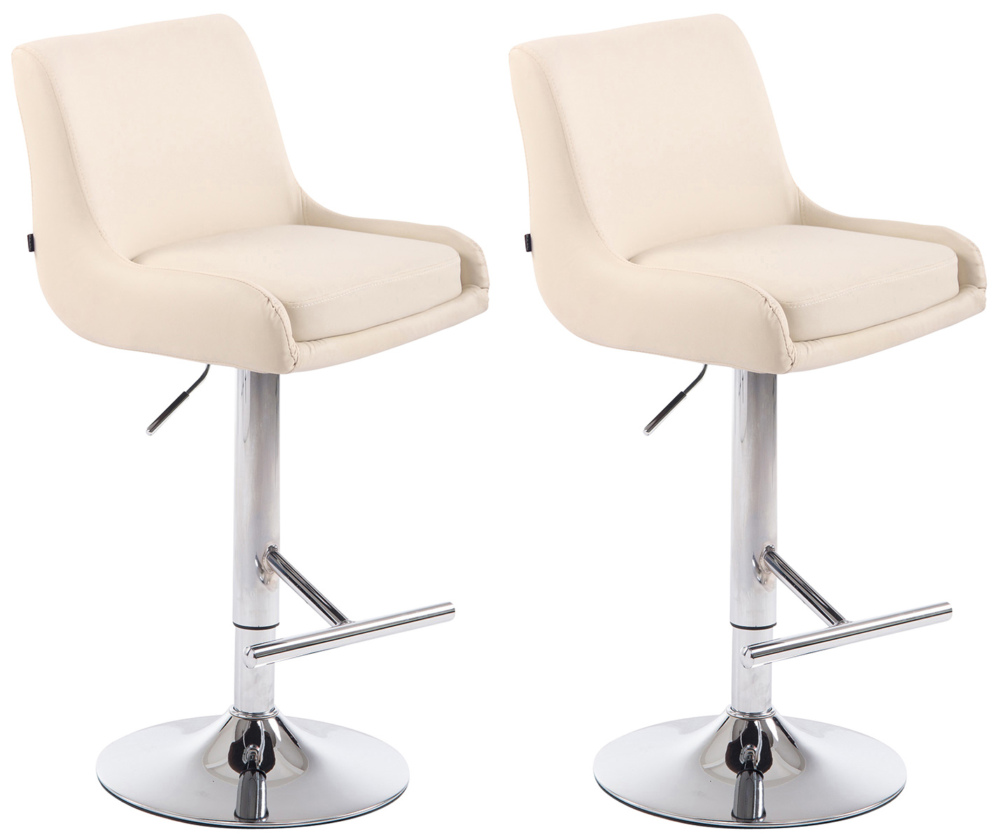 2er Set Barhocker Club Kunstleder Chrom