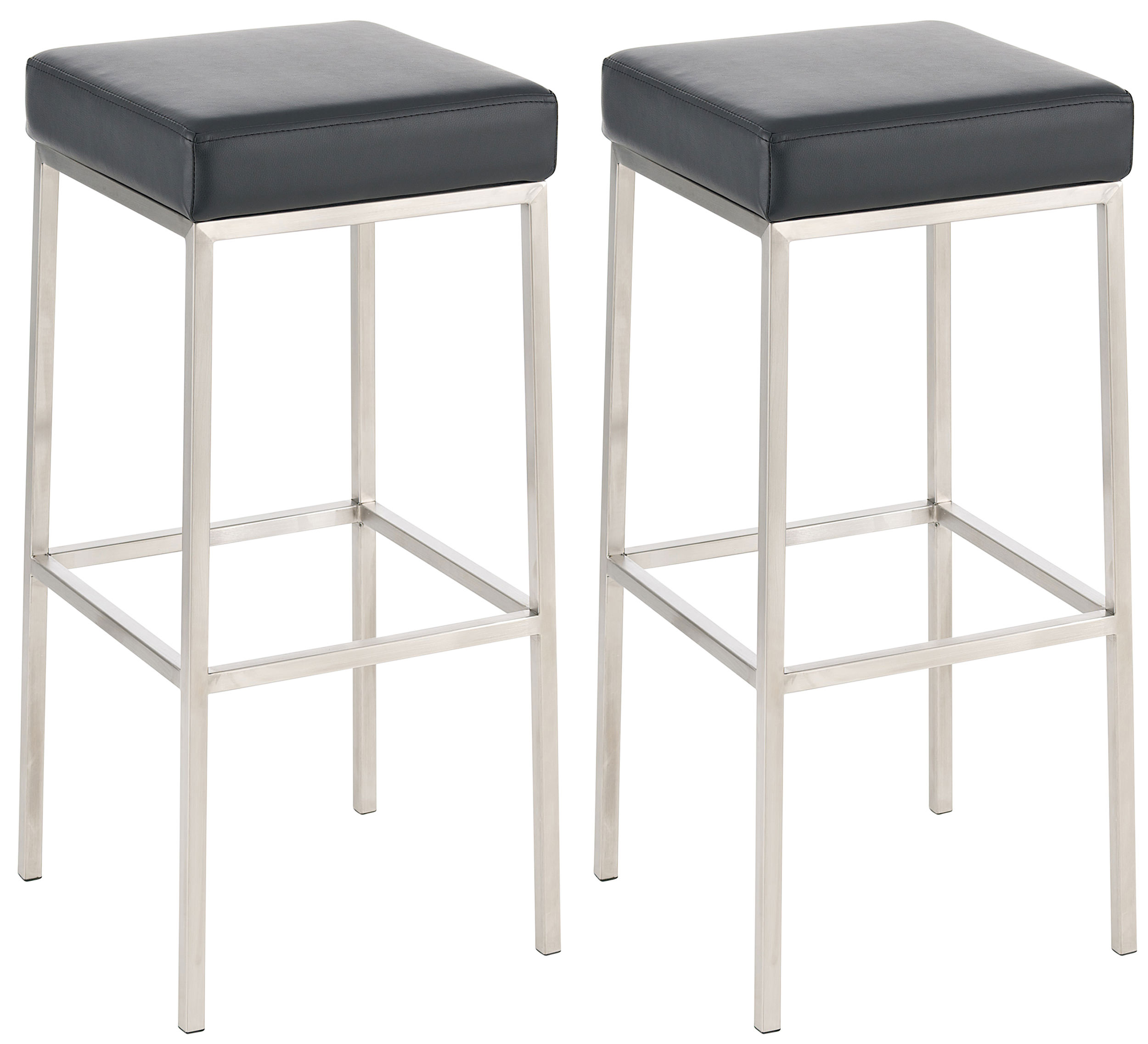 2er Set Barhocker Montreal 80 Kunstleder Edelstahl