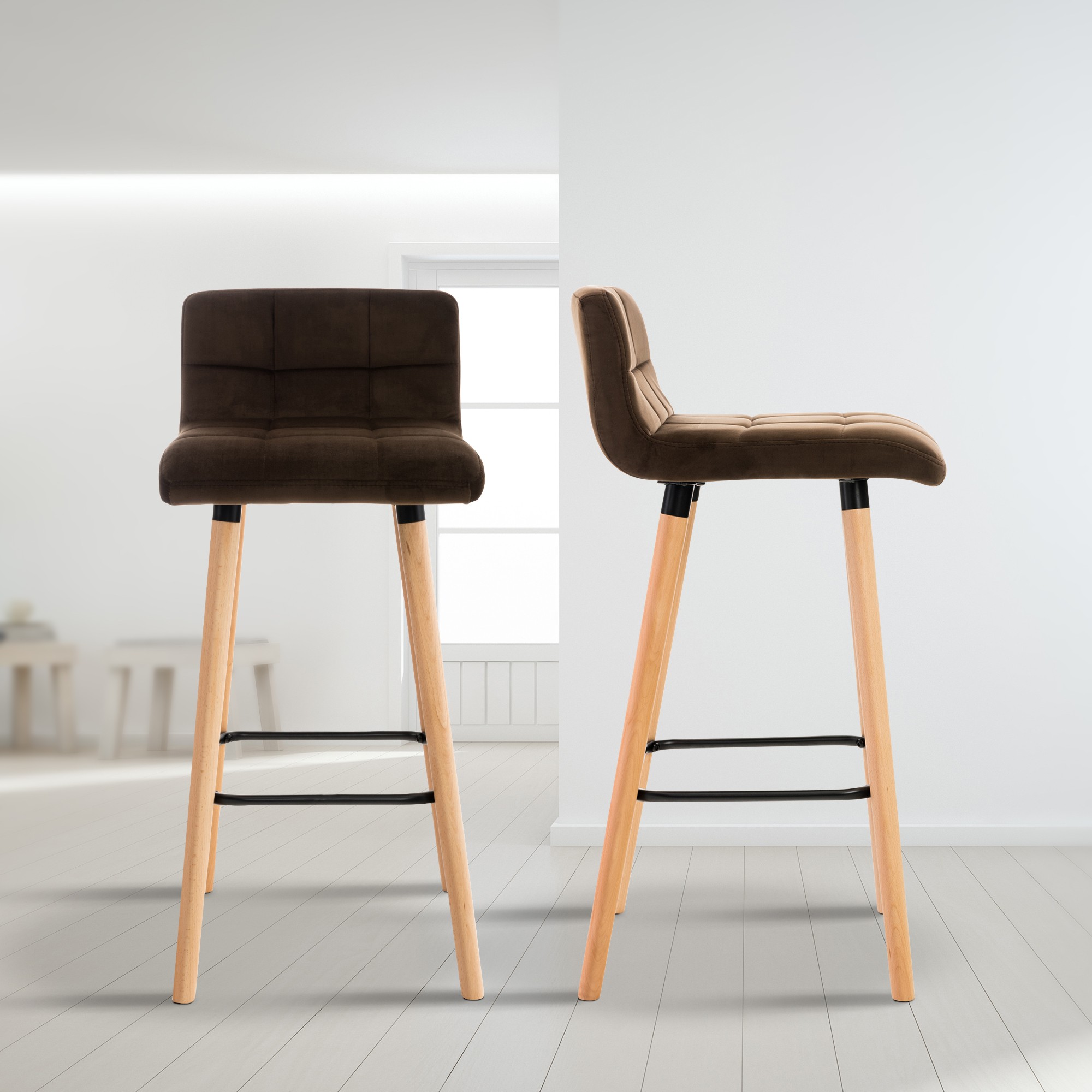 2er Set Barhocker Lincoln Samt