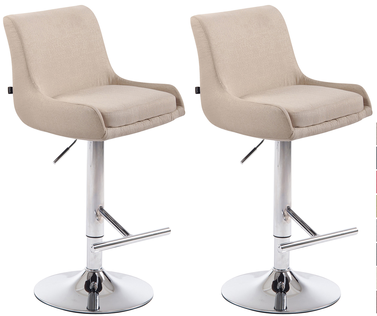 2er Set Barhocker Club Stoff Chrom
