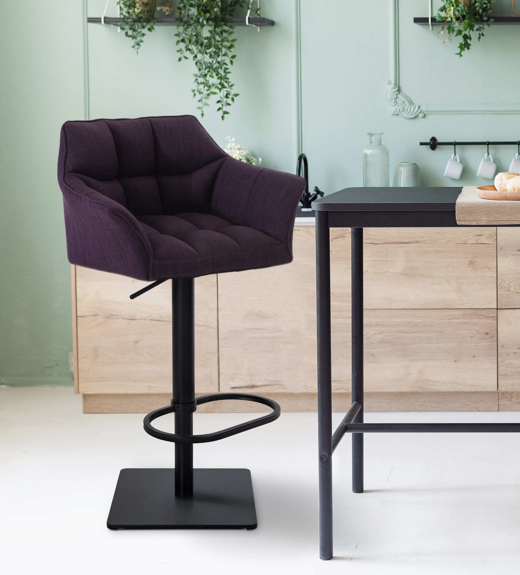 2er Set Barhocker Damaso Stoff Schwarz